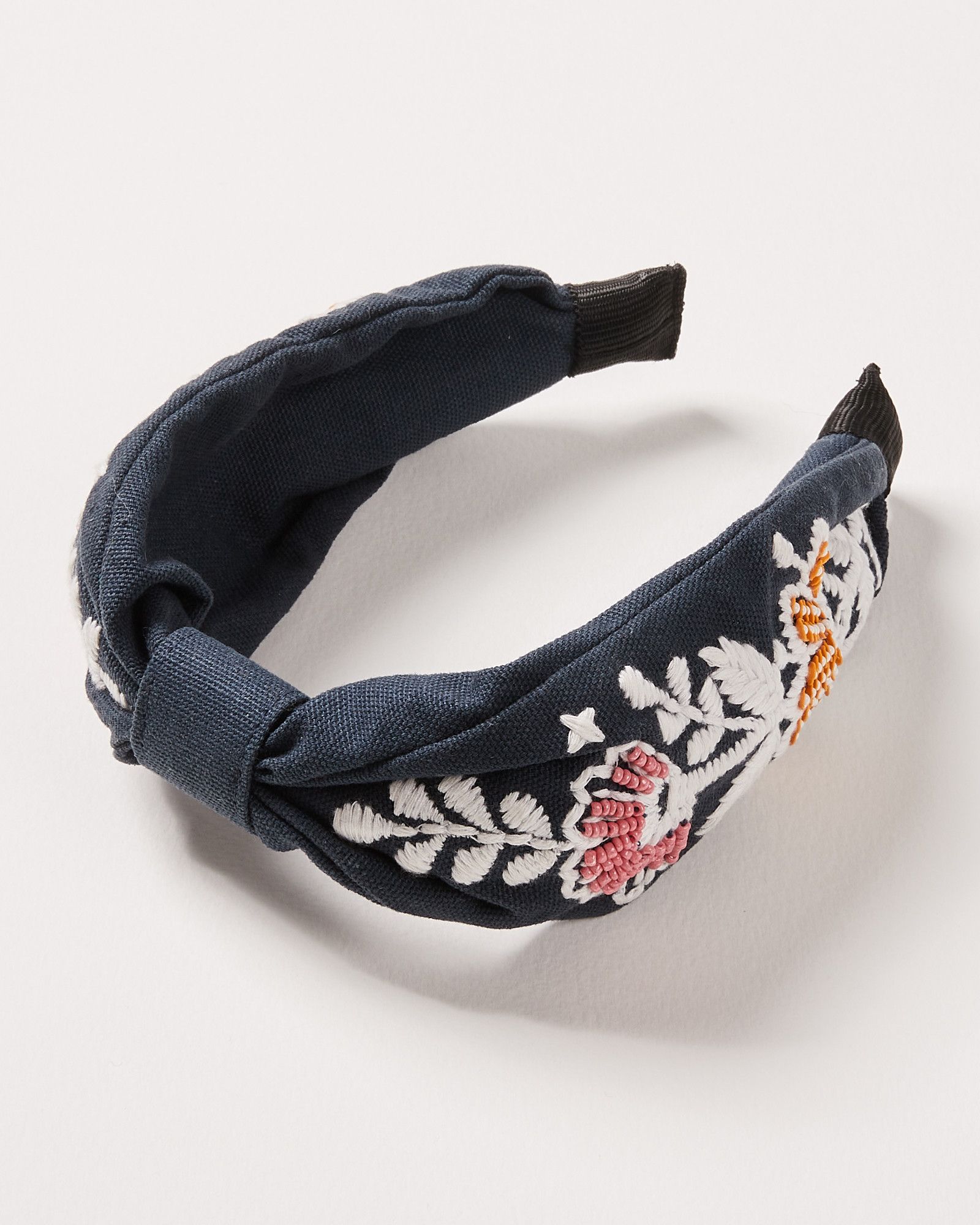 Mireya Flower Embroidered Twist Headband | Oliver Bonas