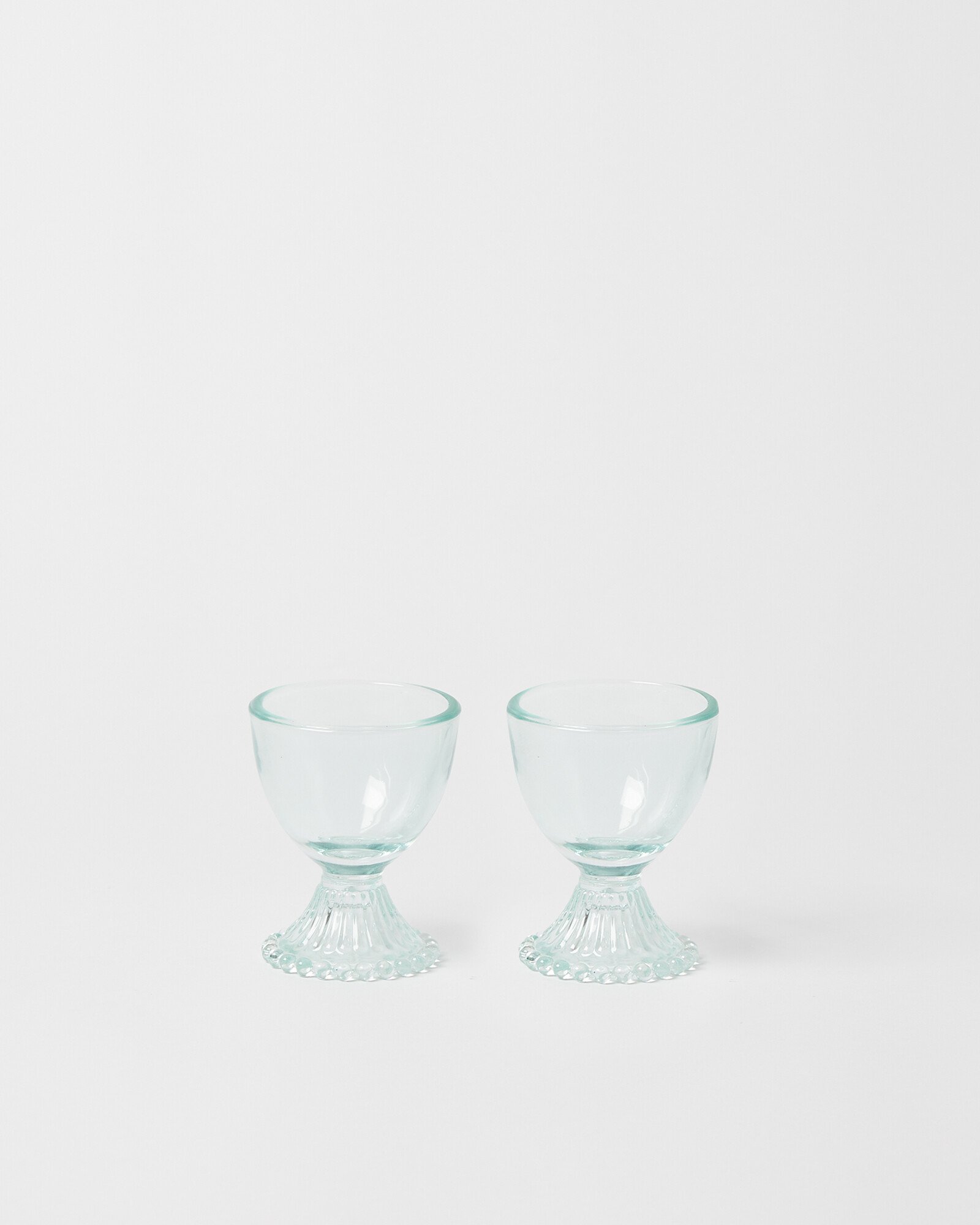 Green Glass Egg Cups Set of Two Oliver Bonas
