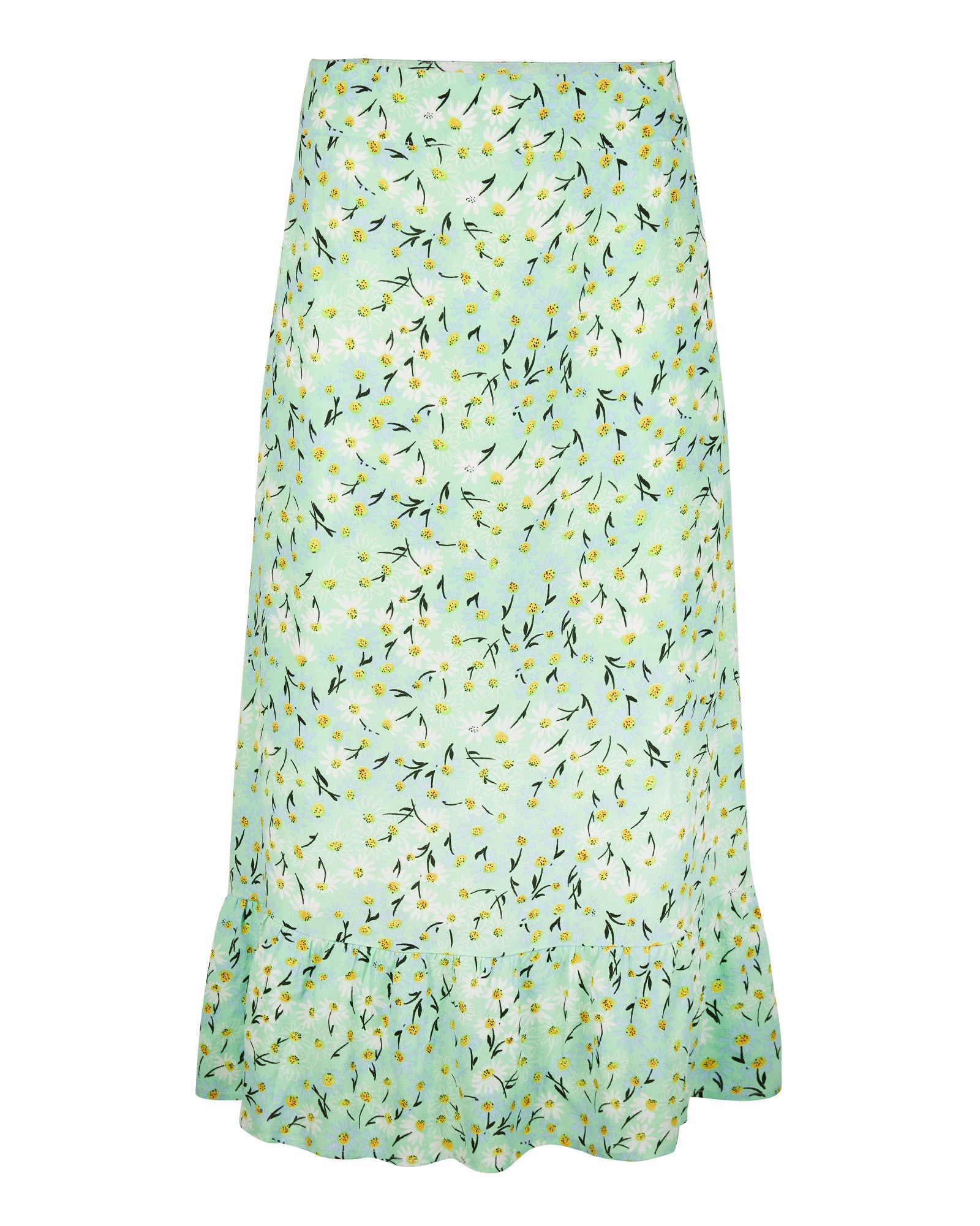 Vintage Daisy Floral Print Green Midi Skirt | Oliver Bonas