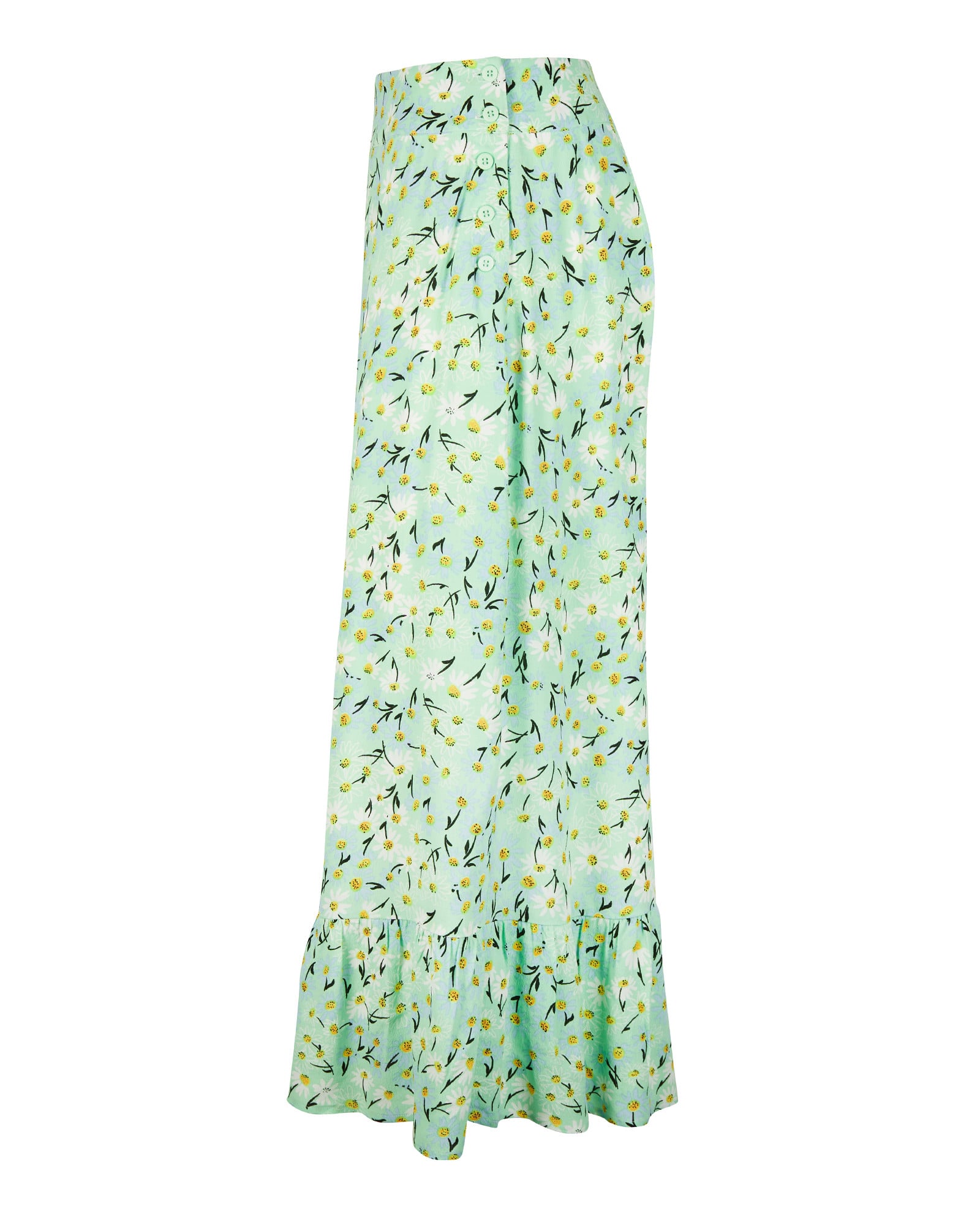 Vintage Floral Green Midi Skirt