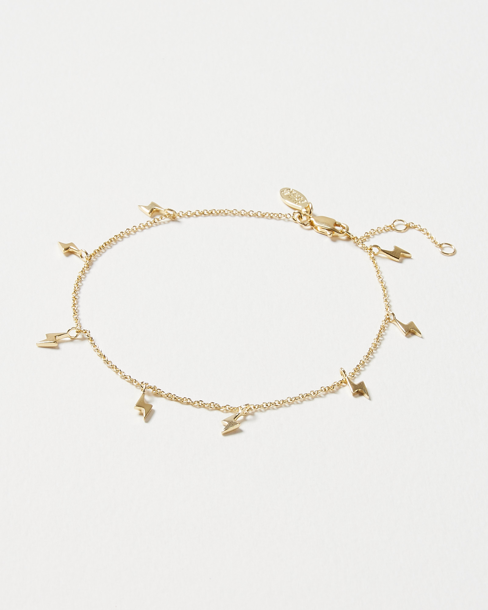 Lightning Bolt Charm Gold Plated Anklet Oliver Bonas
