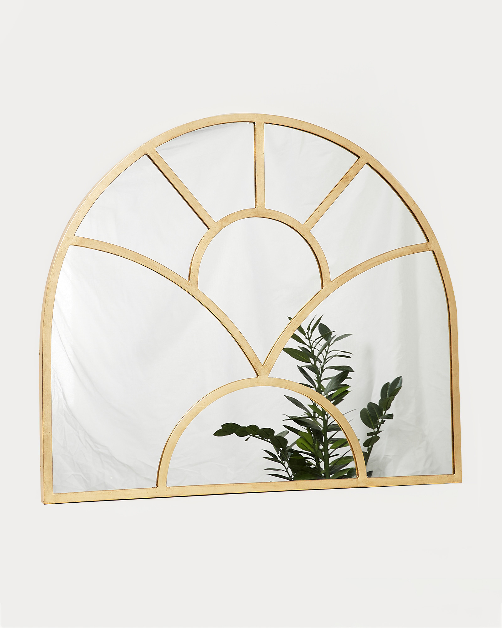 Finestra Gold Metal Curved Wall Mirror Large Oliver Bonas