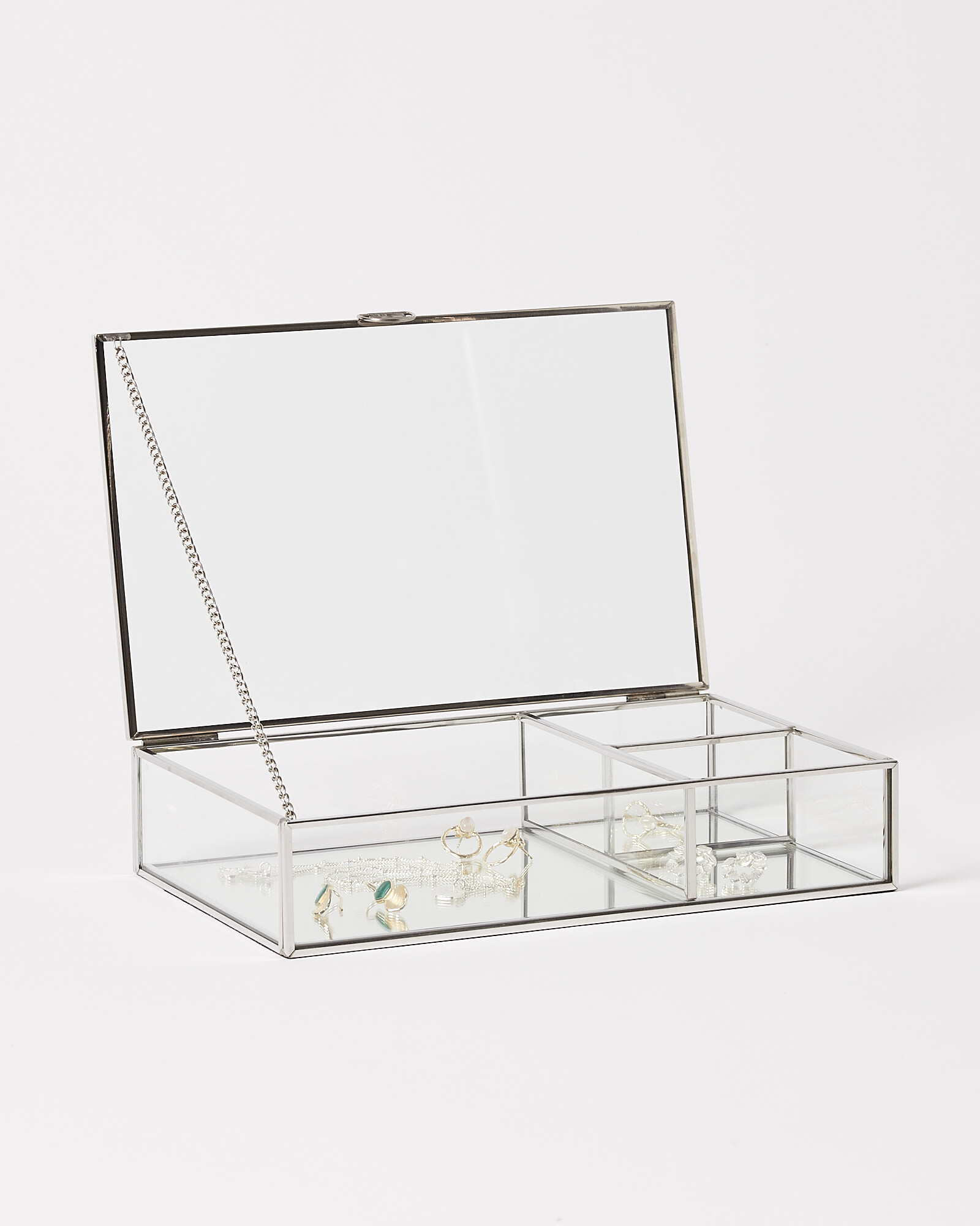 Silver & Glass Jewellery Box Medium Oliver Bonas