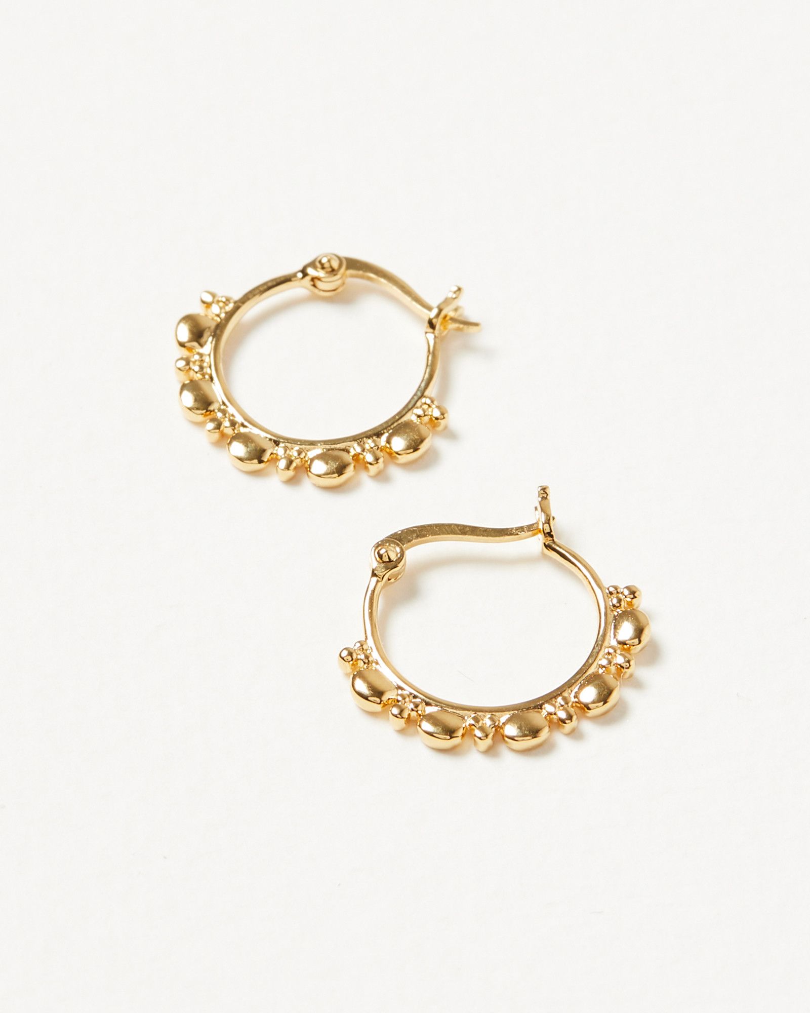 Dania Circle Detail Gold Plated Sleeper Hoop Earrings | Oliver Bonas