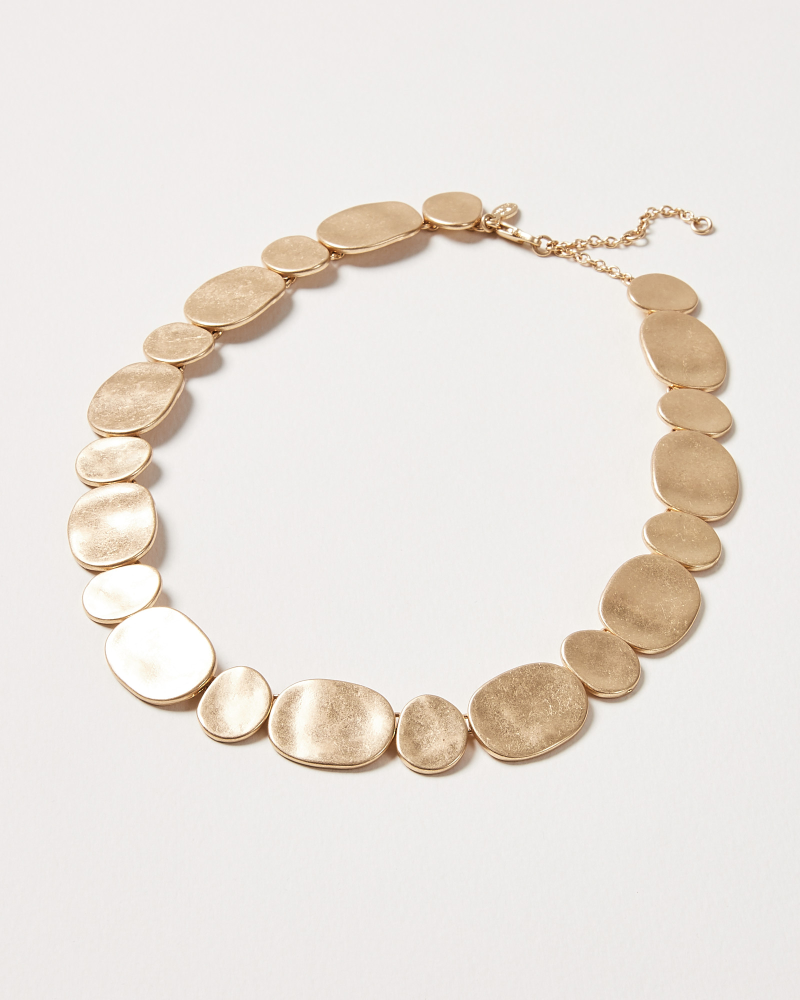 Lud Pebble Link Gold Tone Collar Necklace