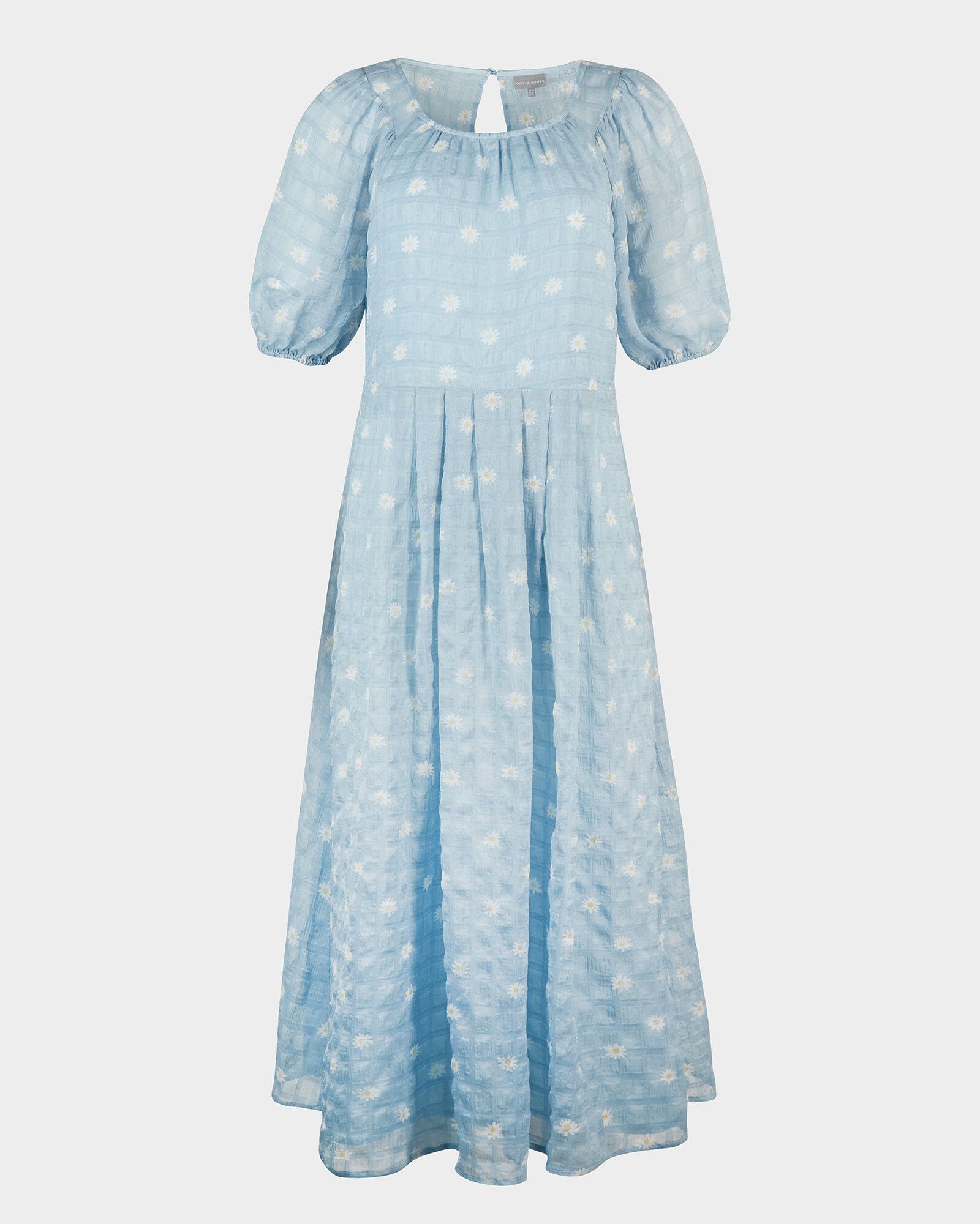 Daisy Floral Print Blue Midi Dress ...