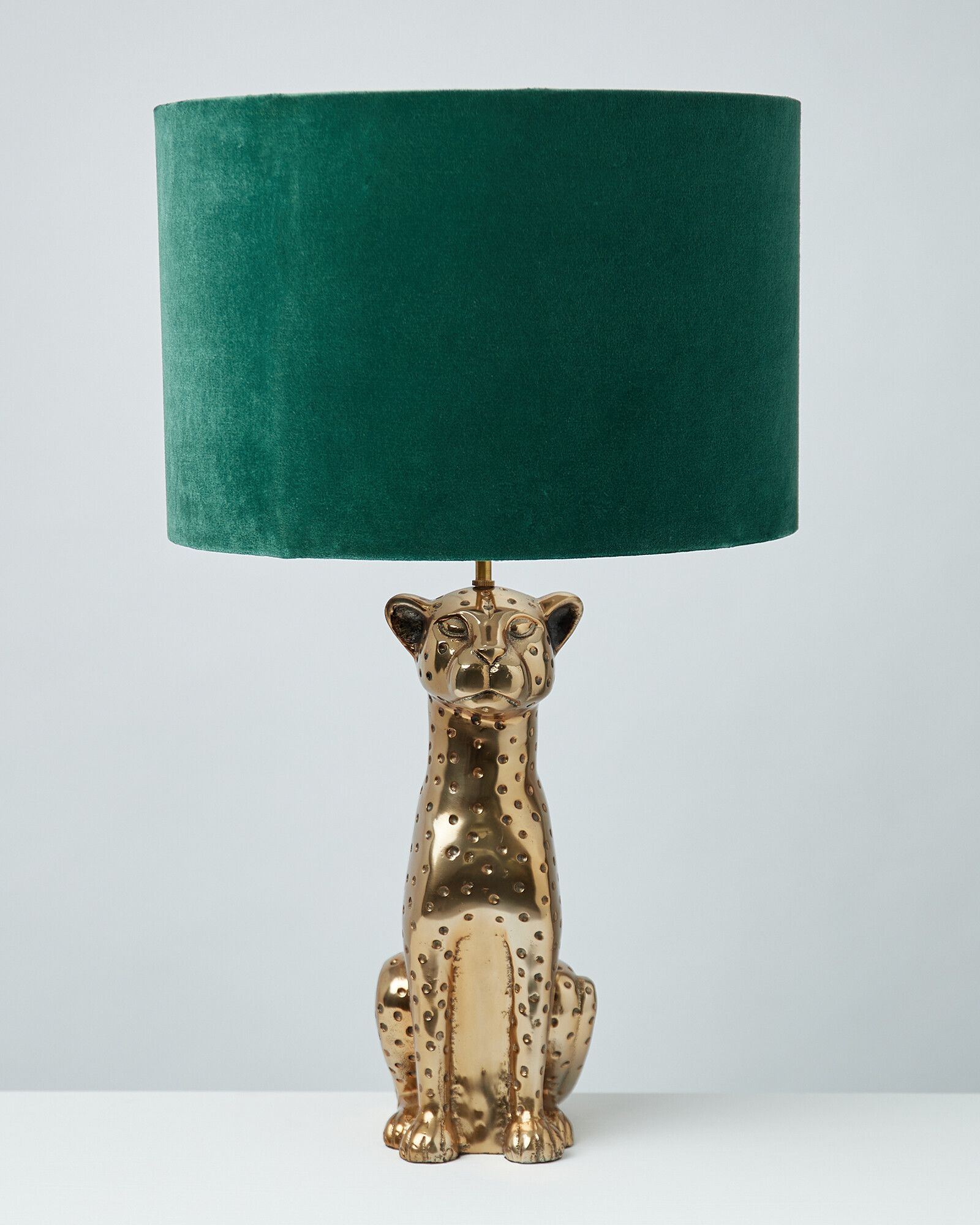Leopard Green Velvet Shade Desk Table, Cheetah Print Table Lamp