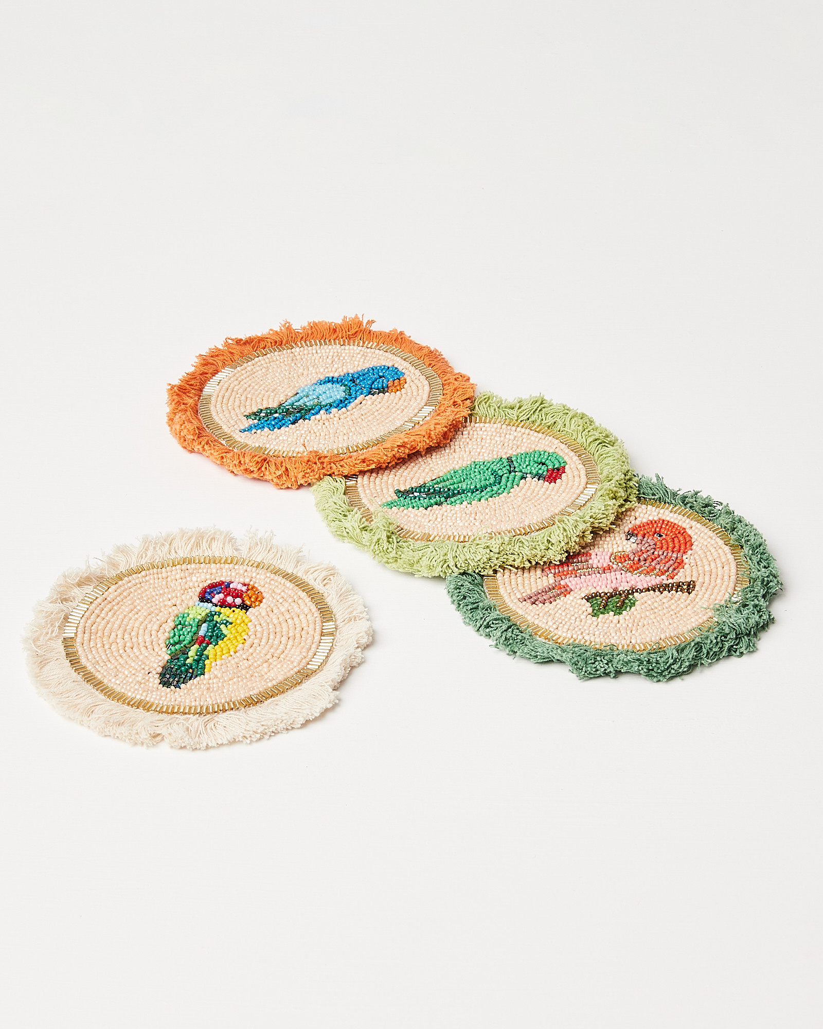 Parrot Beaded Coasters Set of Four Oliver Bonas