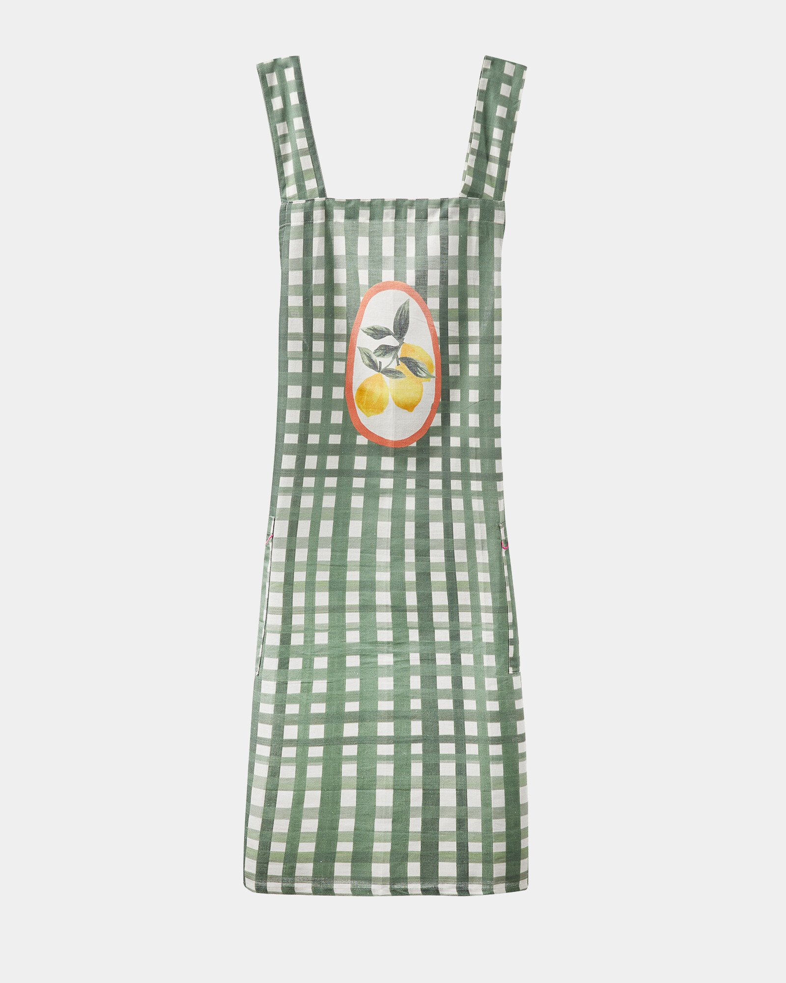 Lemon Check Printed Apron Oliver Bonas