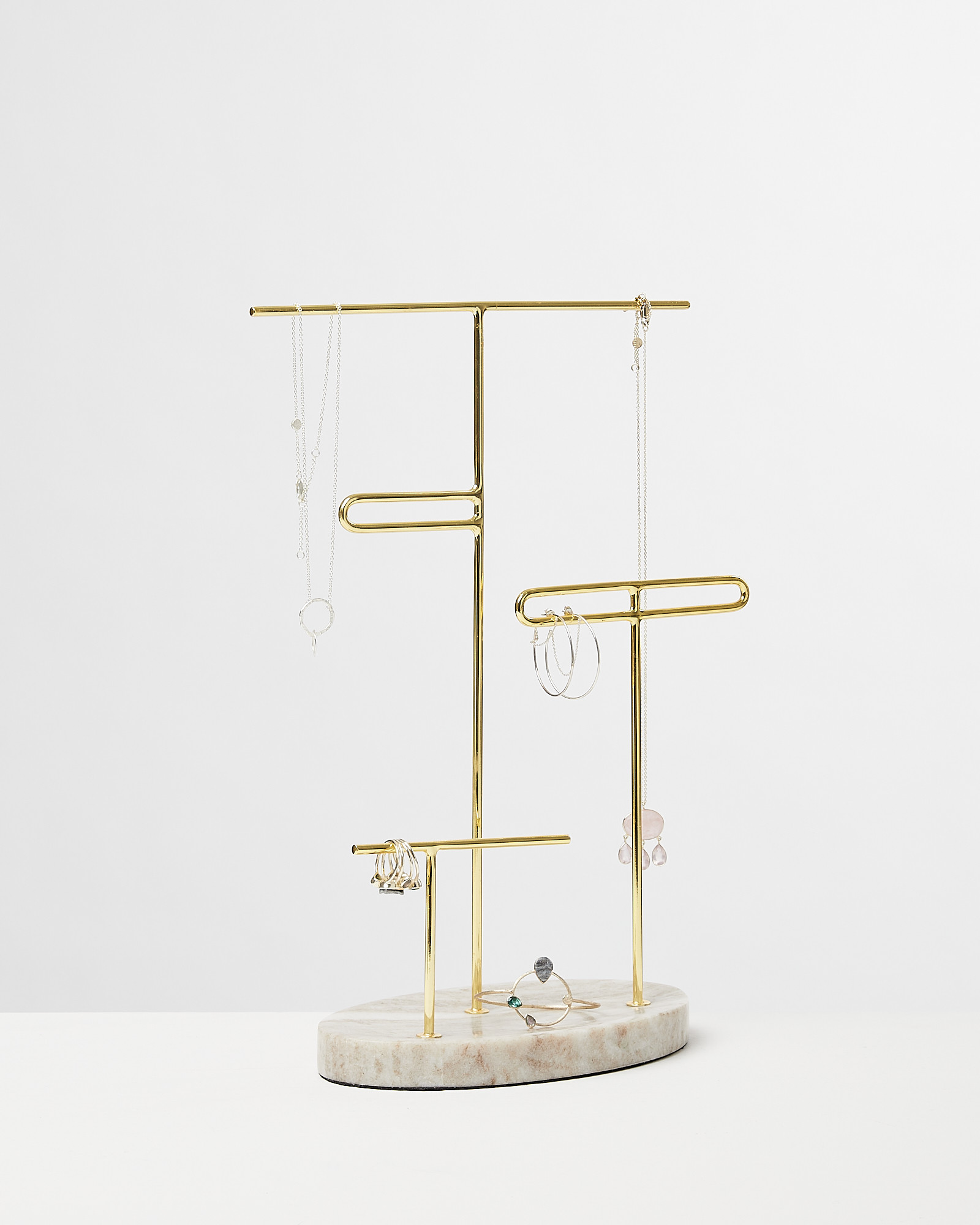 Loop Three Tier Marble Base Jewellery Stand | Oliver Bonas