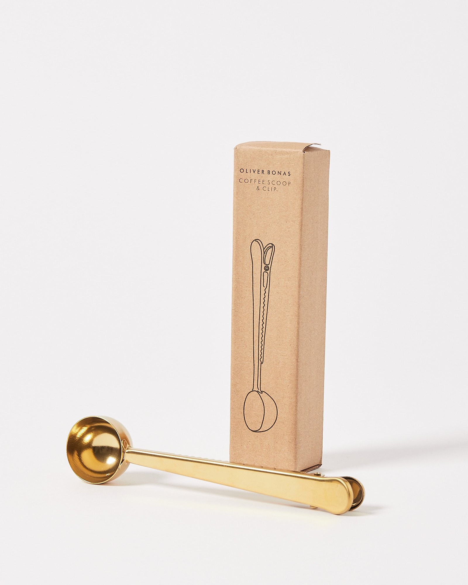 Gold Metal Coffee Scoop & Clip Oliver Bonas
