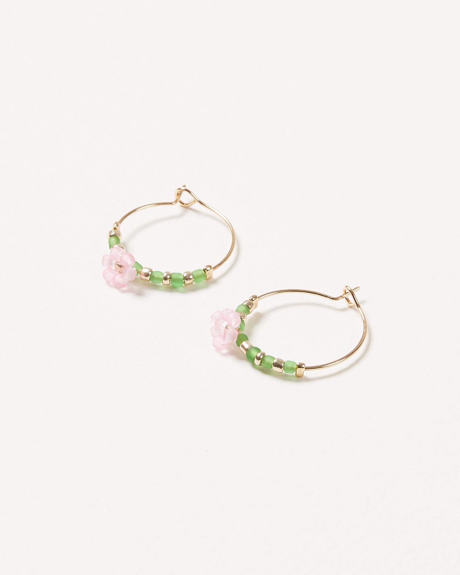 Fiorello Beaded Flower Hoop Earrings Oliver Bonas