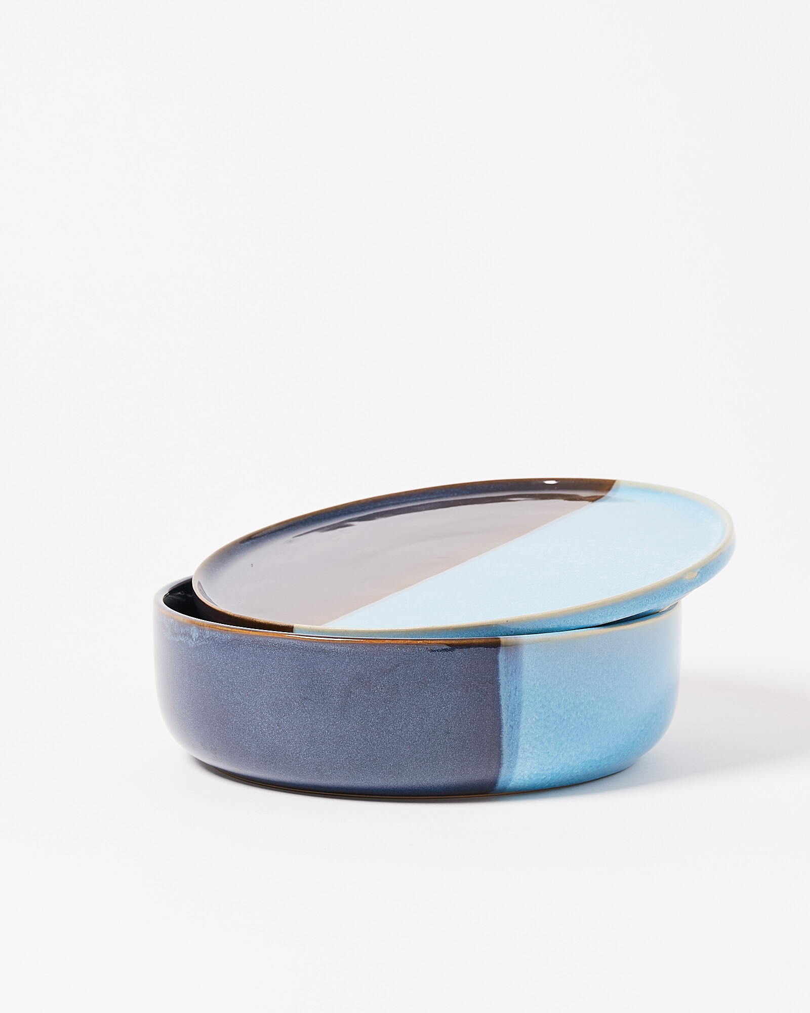 Blue Ceramic Lidded Bowl Oliver Bonas