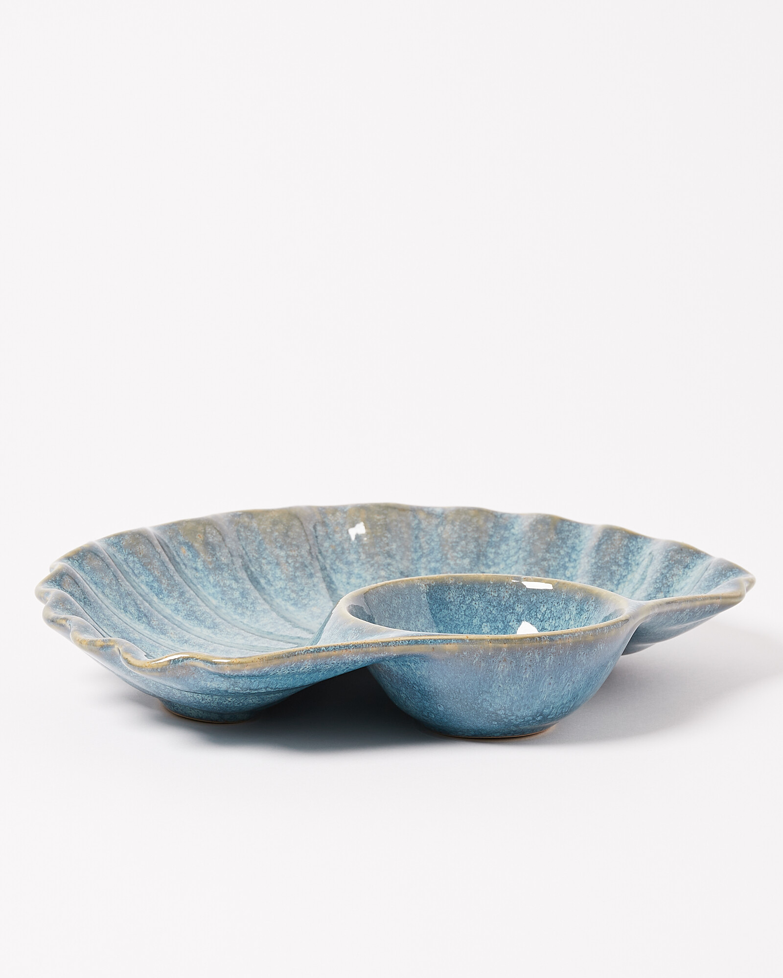 Shell Blue Ceramic Chip & Dip Bowl Oliver Bonas