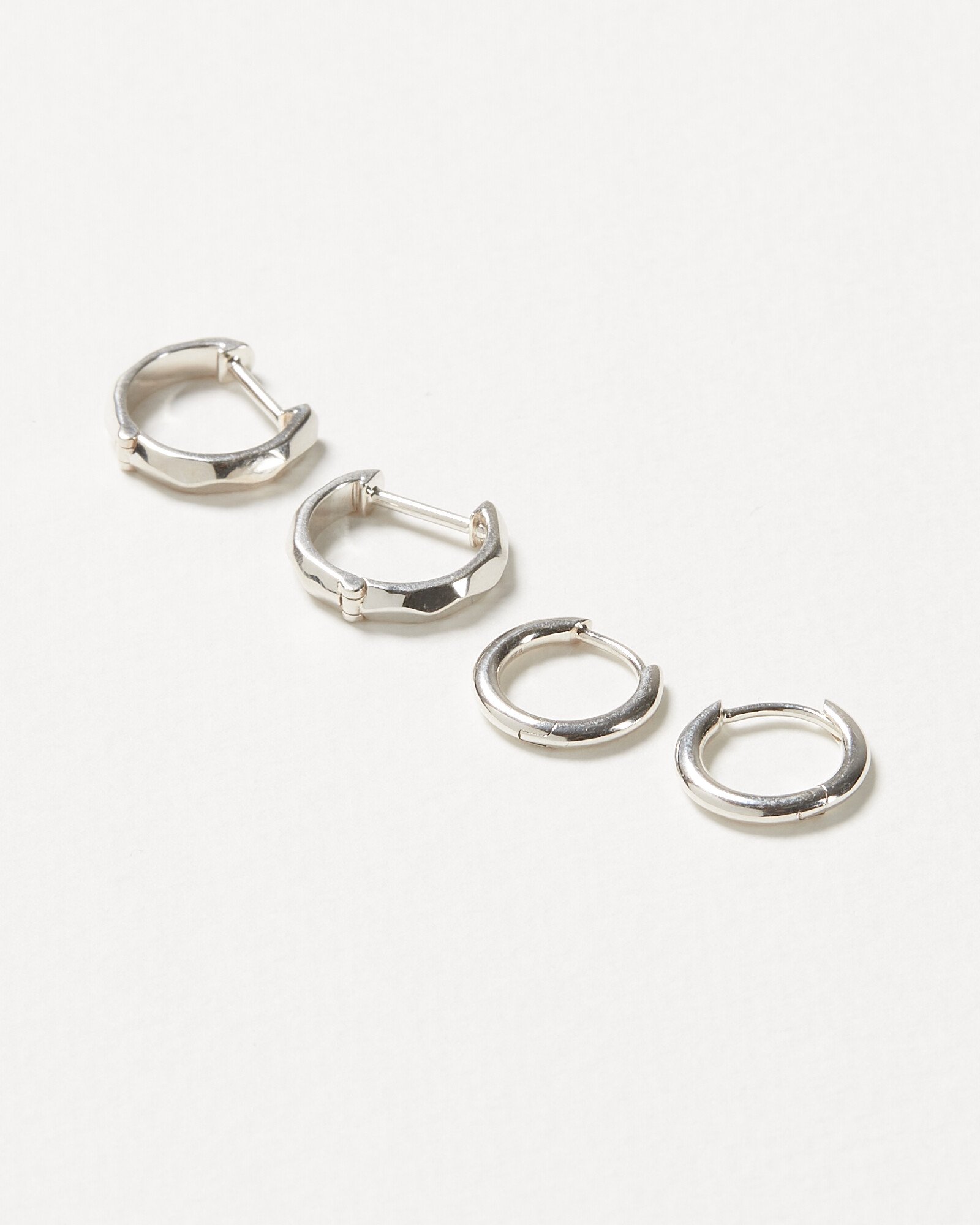 Hari Silver Huggie Hoop Earrings Set of Two Oliver Bonas