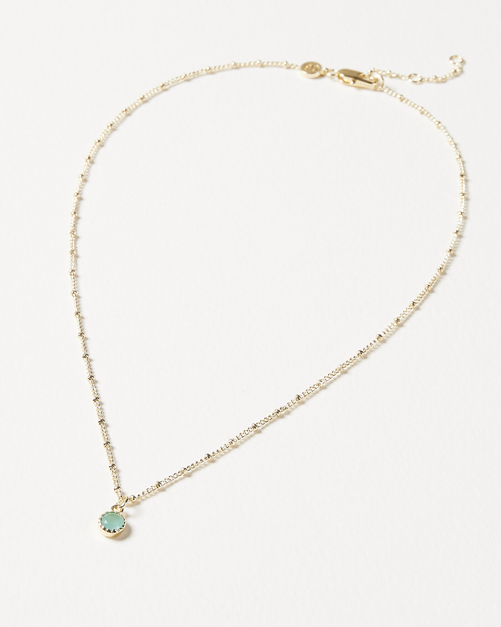 Alula Round Stone Drop Gold Plate Necklace Oliver Bonas