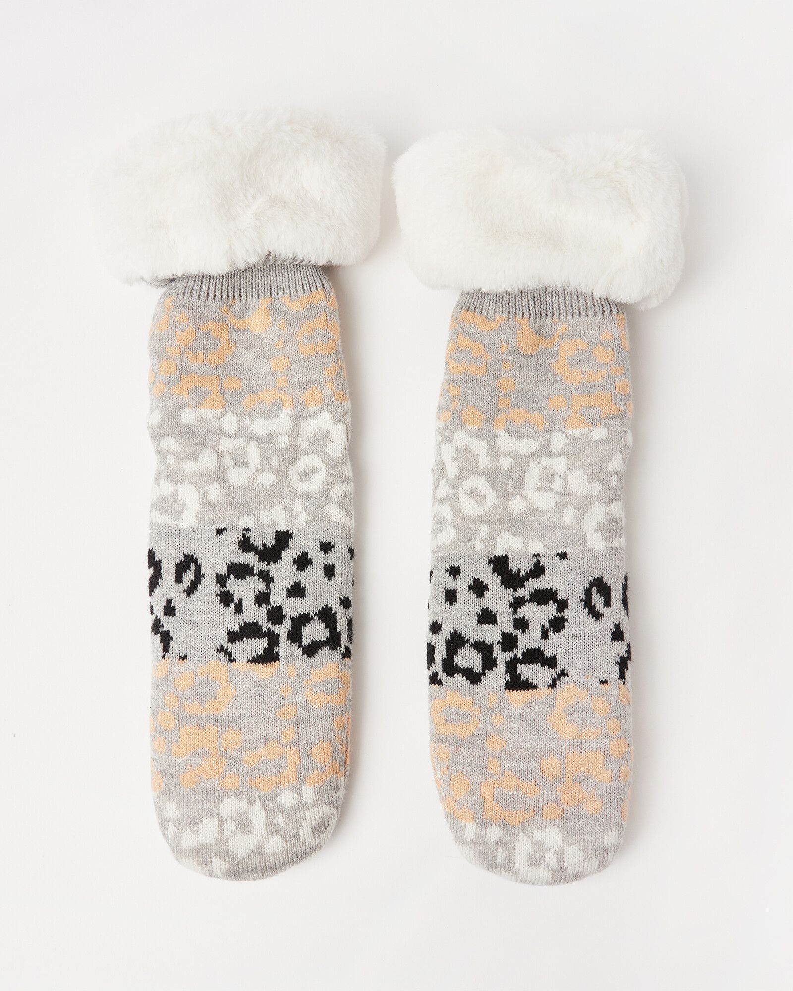 Animal Spot Grey Knitted Slipper Socks | Oliver Bonas