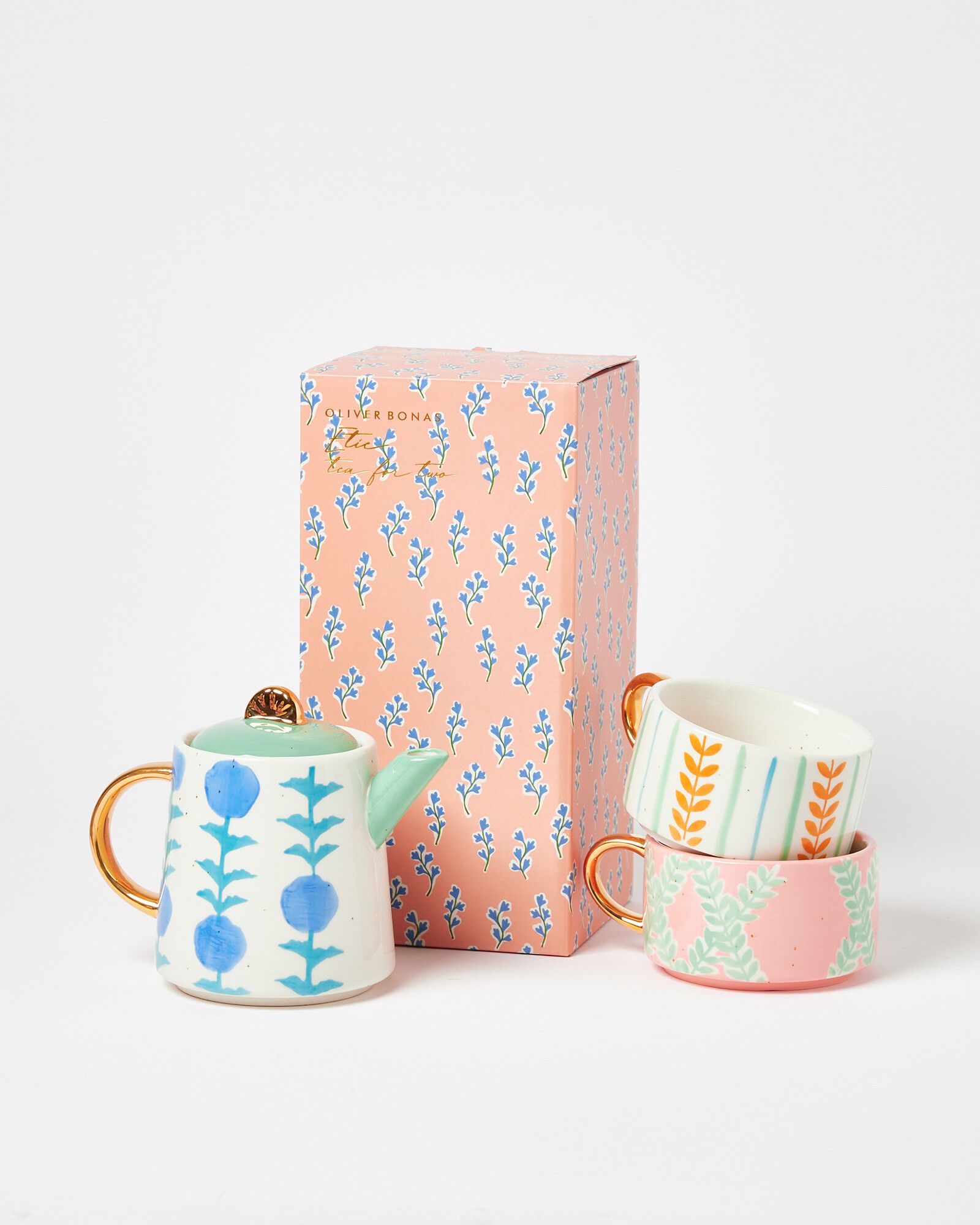 Etie Blue & Gold Ceramic Tea for Two | Oliver Bonas IE