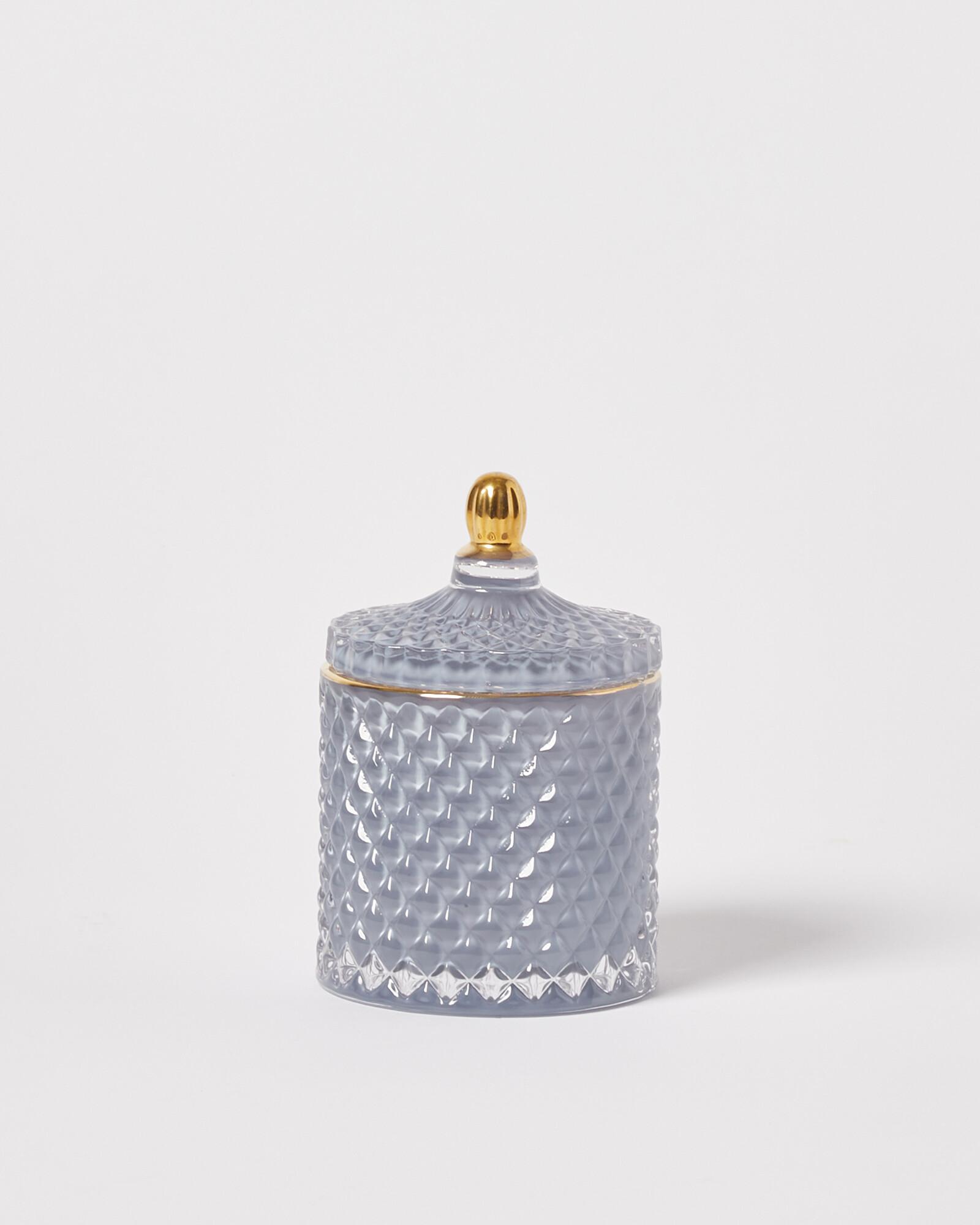 Livia Pale Blue Glass Storage Pot Large Oliver Bonas