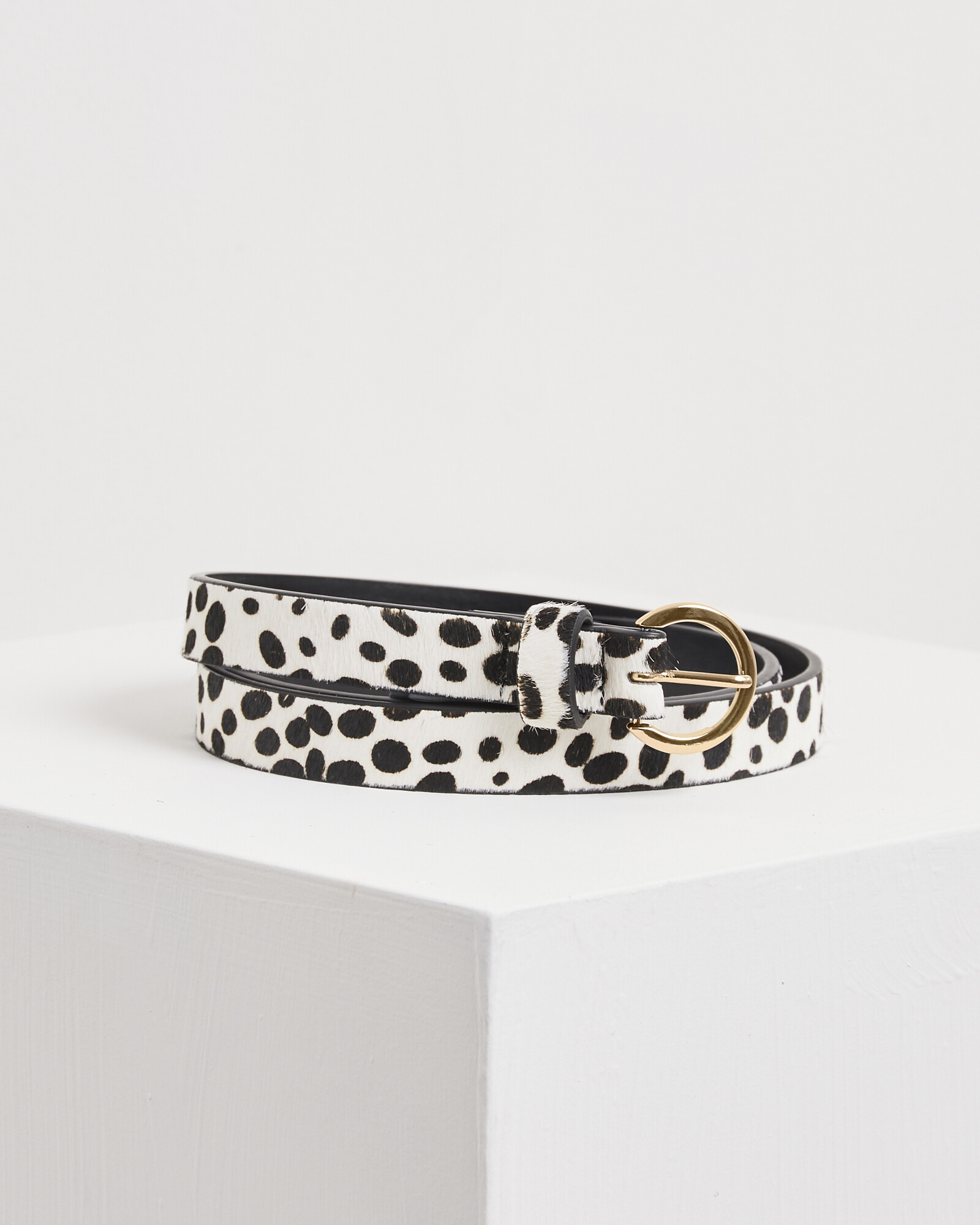 Spotty Dotty Textured Animal Print Leather Skinny Belt Oliver Bonas