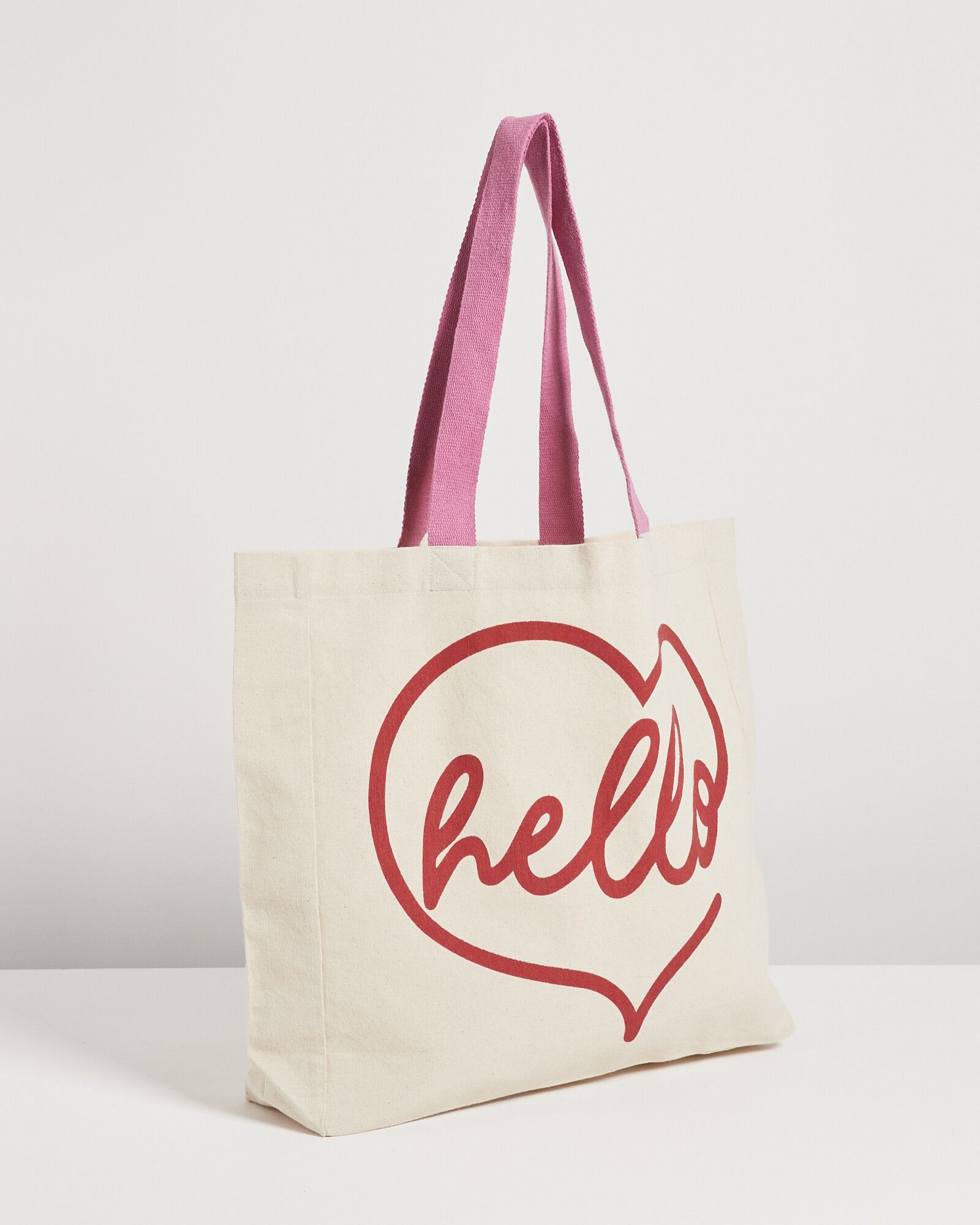 Love Heart Pink Fabric Shopper Bag | Oliver Bonas
