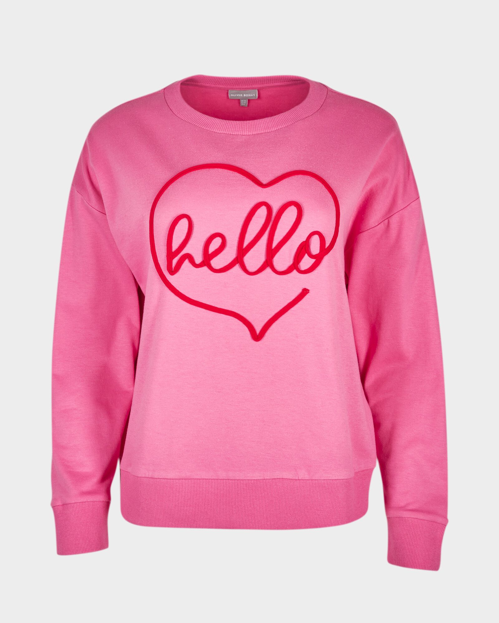 Hello Embroidered Pink Long Sleeved Sweatshirt | Oliver Bonas