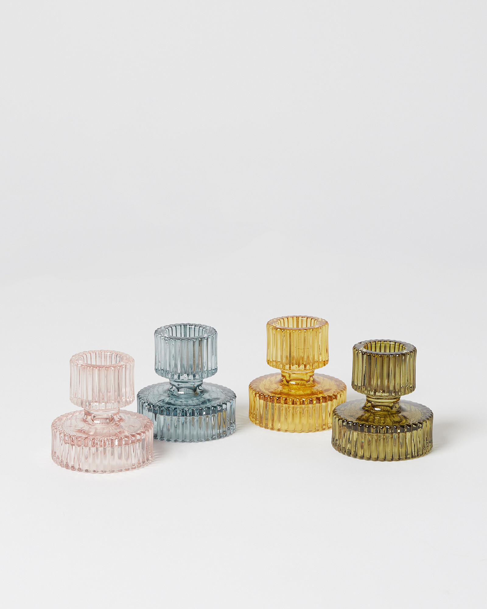 Kyto Double Sided Glass Candlestick Holders Set of Four