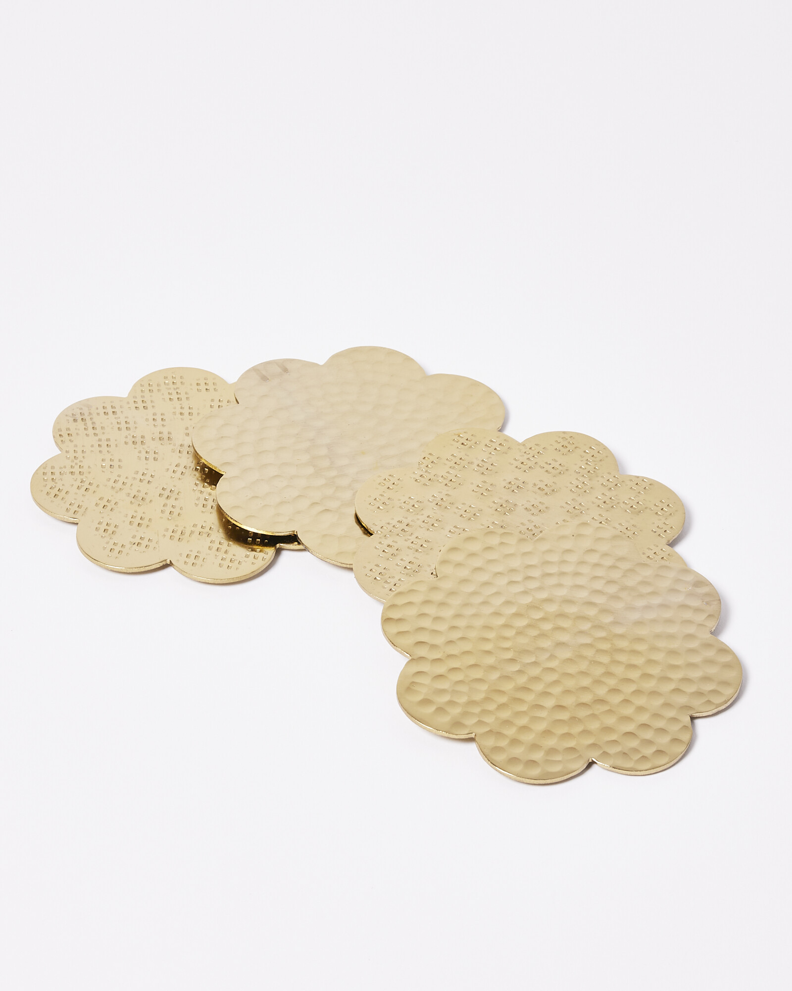 Hammered Gold Metal Scallop Coasters Set of Four Oliver Bonas