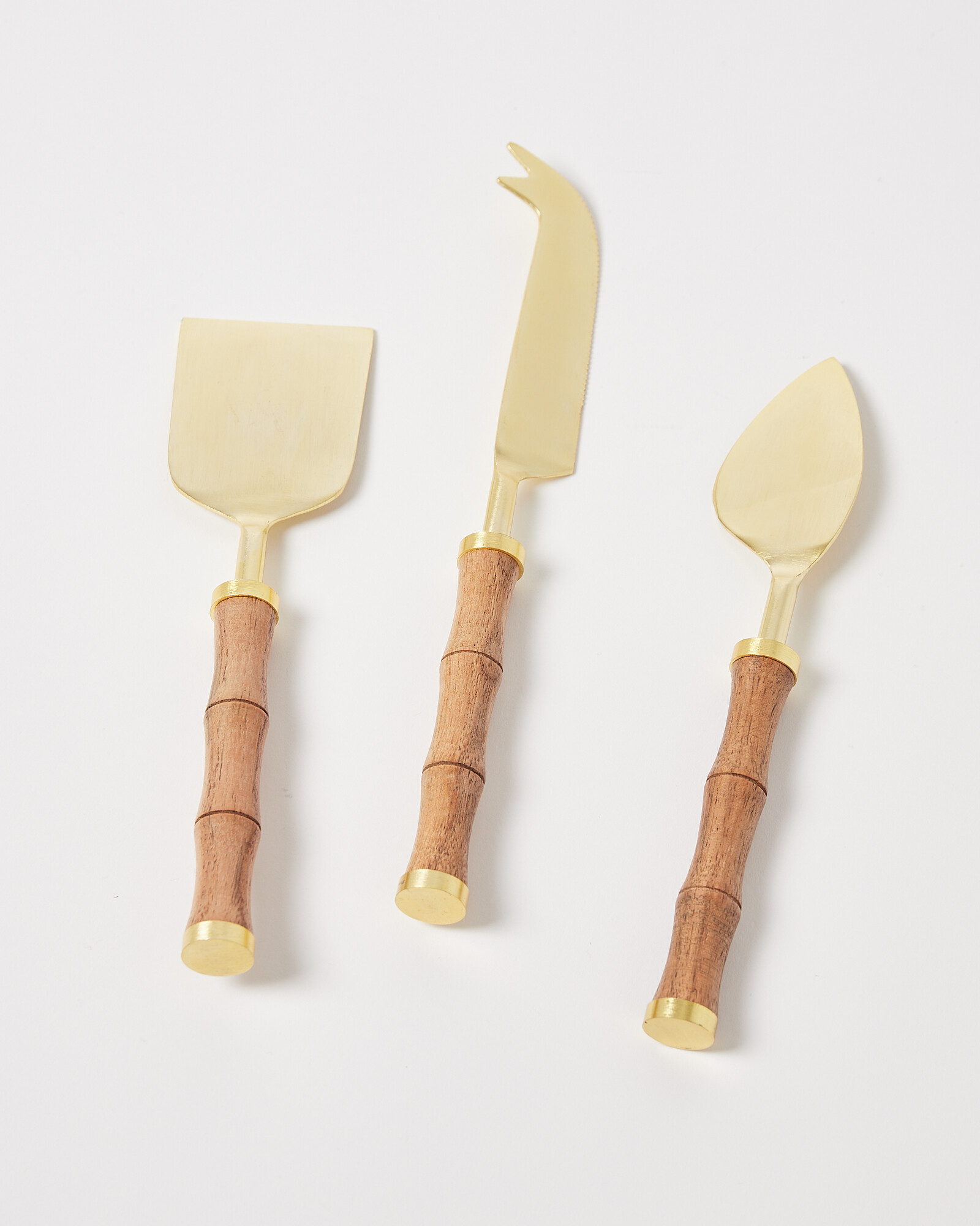 Bamboo Wooden Cheese Knives Set of Three Oliver Bonas