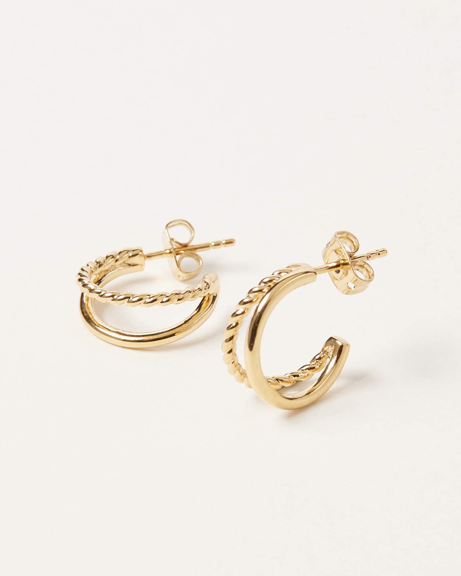 Zarina Twisted Double Row Gold Plated Hoop Earrings Oliver Bonas