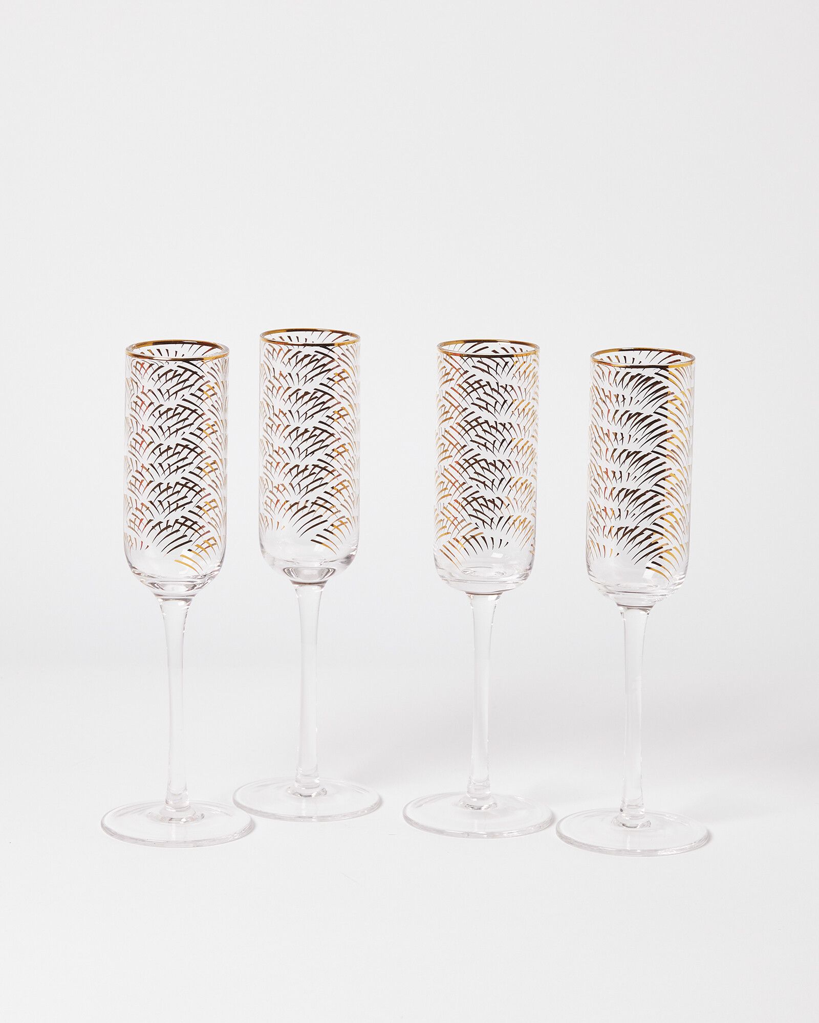 Ariele Gold Champagne Flutes Set of Four | Oliver Bonas