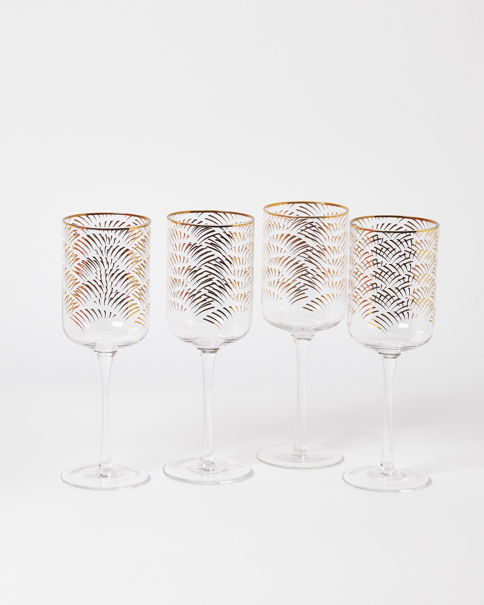 Ariele Gold Wine Glasses Set of Four Oliver Bonas