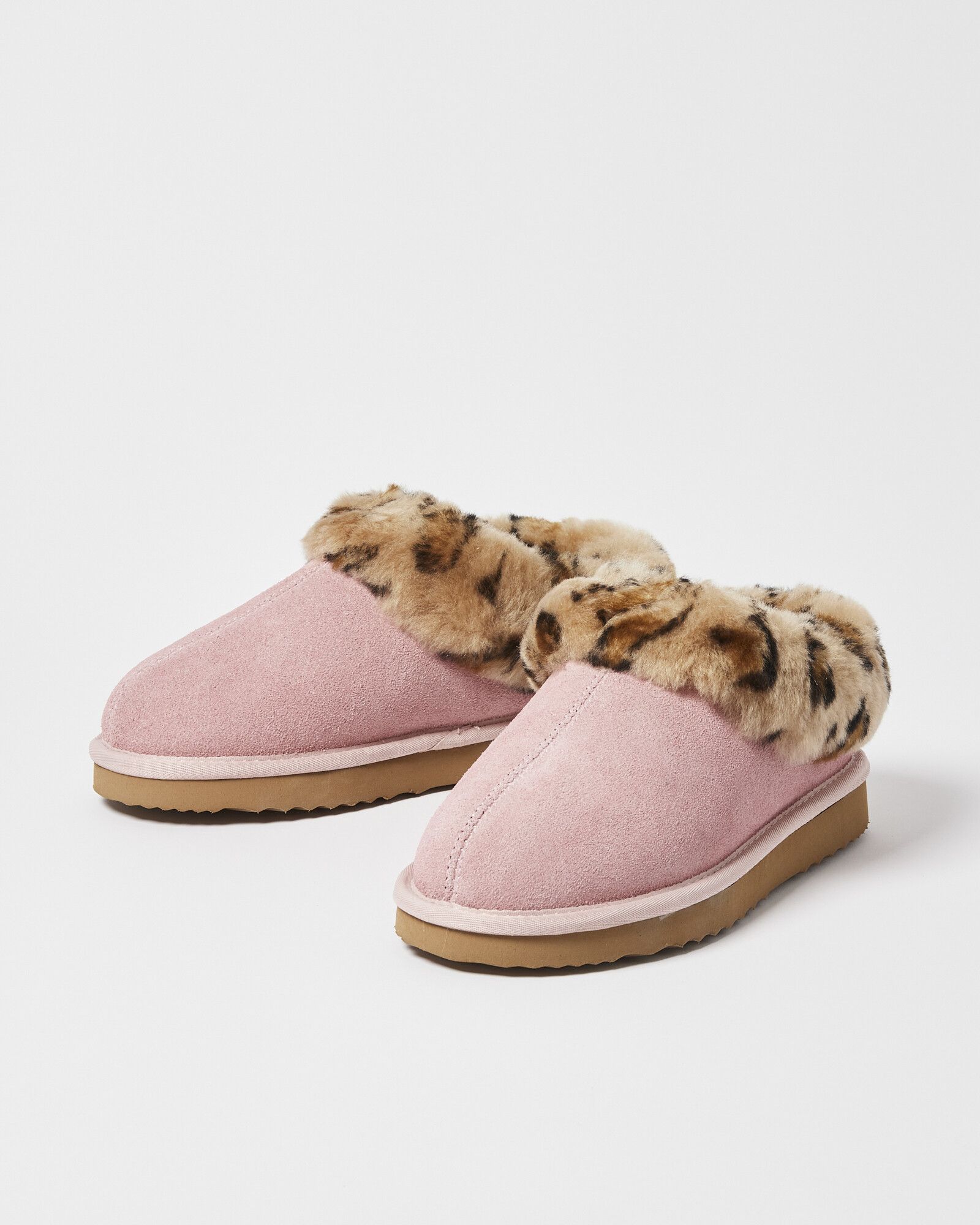 Animal Spot & Pink Suede Sheepskin Leather Bootie Slippers | Oliver Bonas US