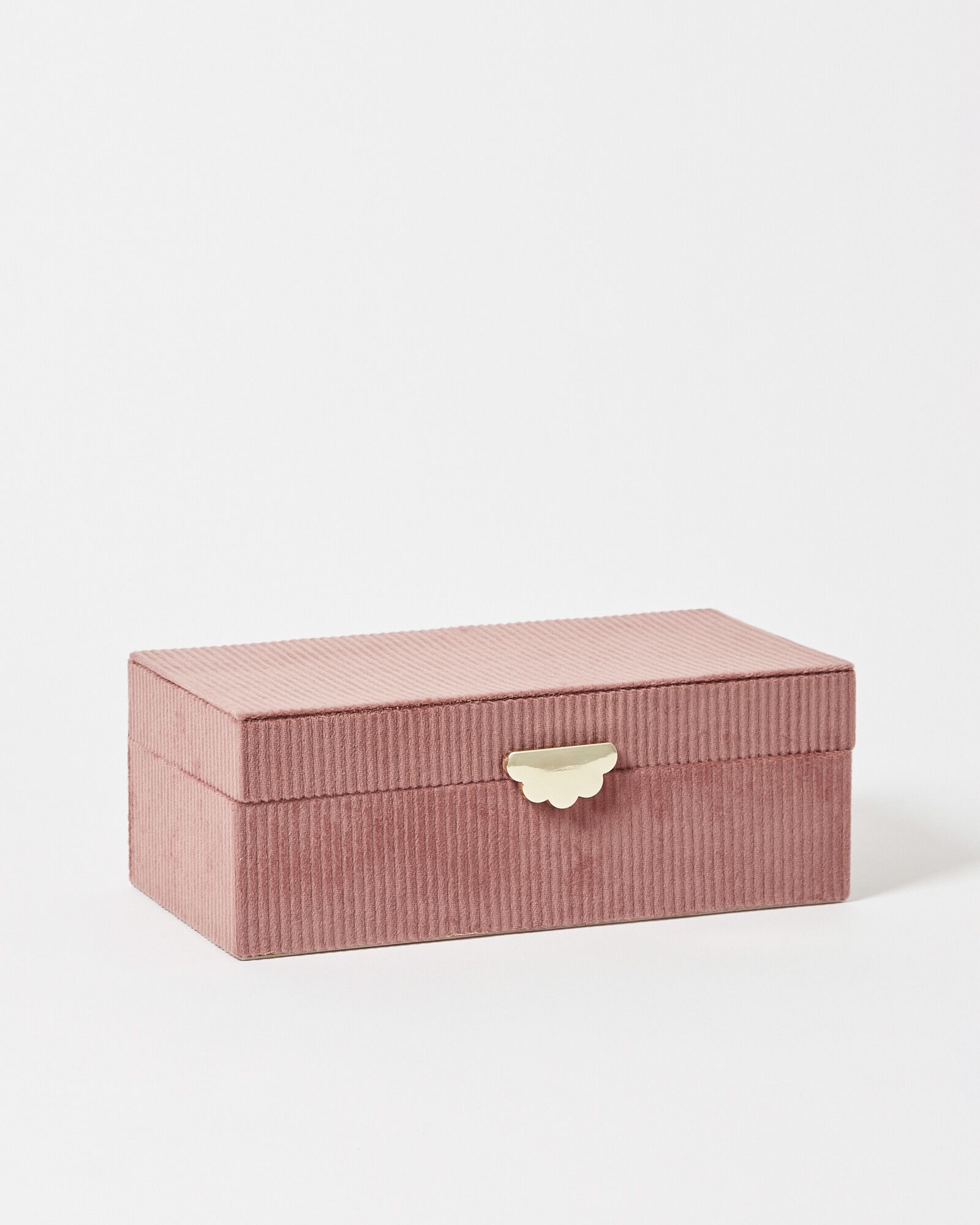 Keiko Scallop Pink Velvet Jewellery Box Large | Oliver Bonas