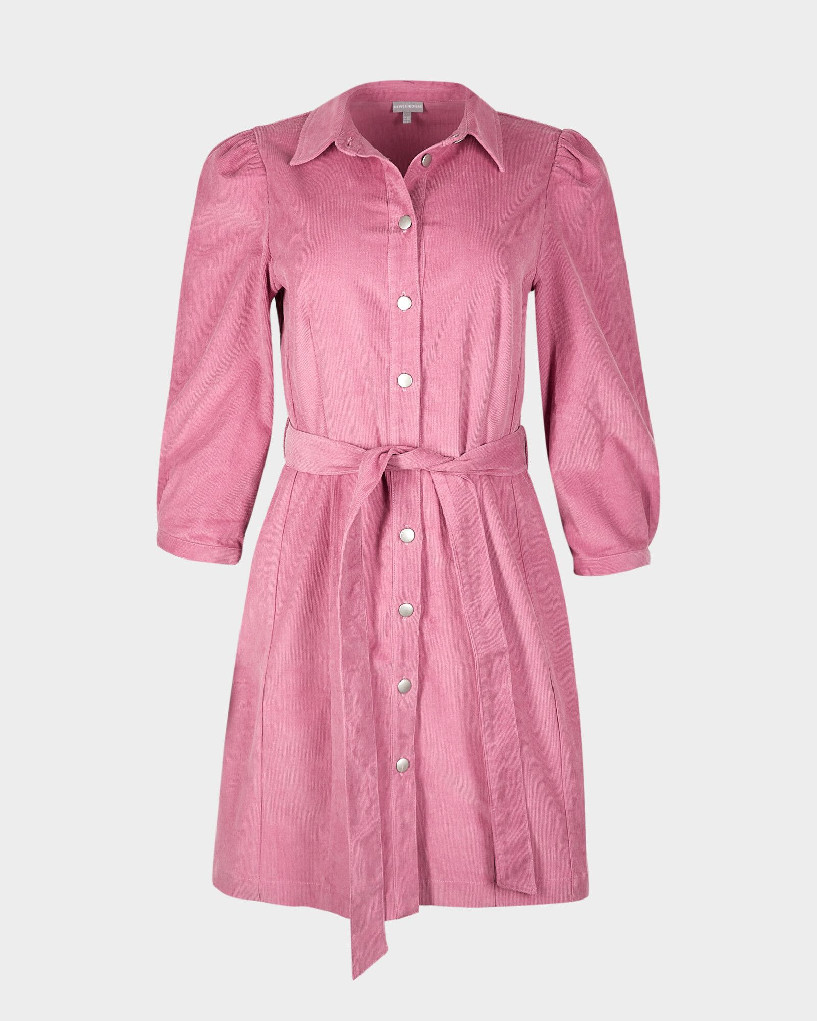 Corduroy Pink Mini Shirt Dress | Oliver Bonas