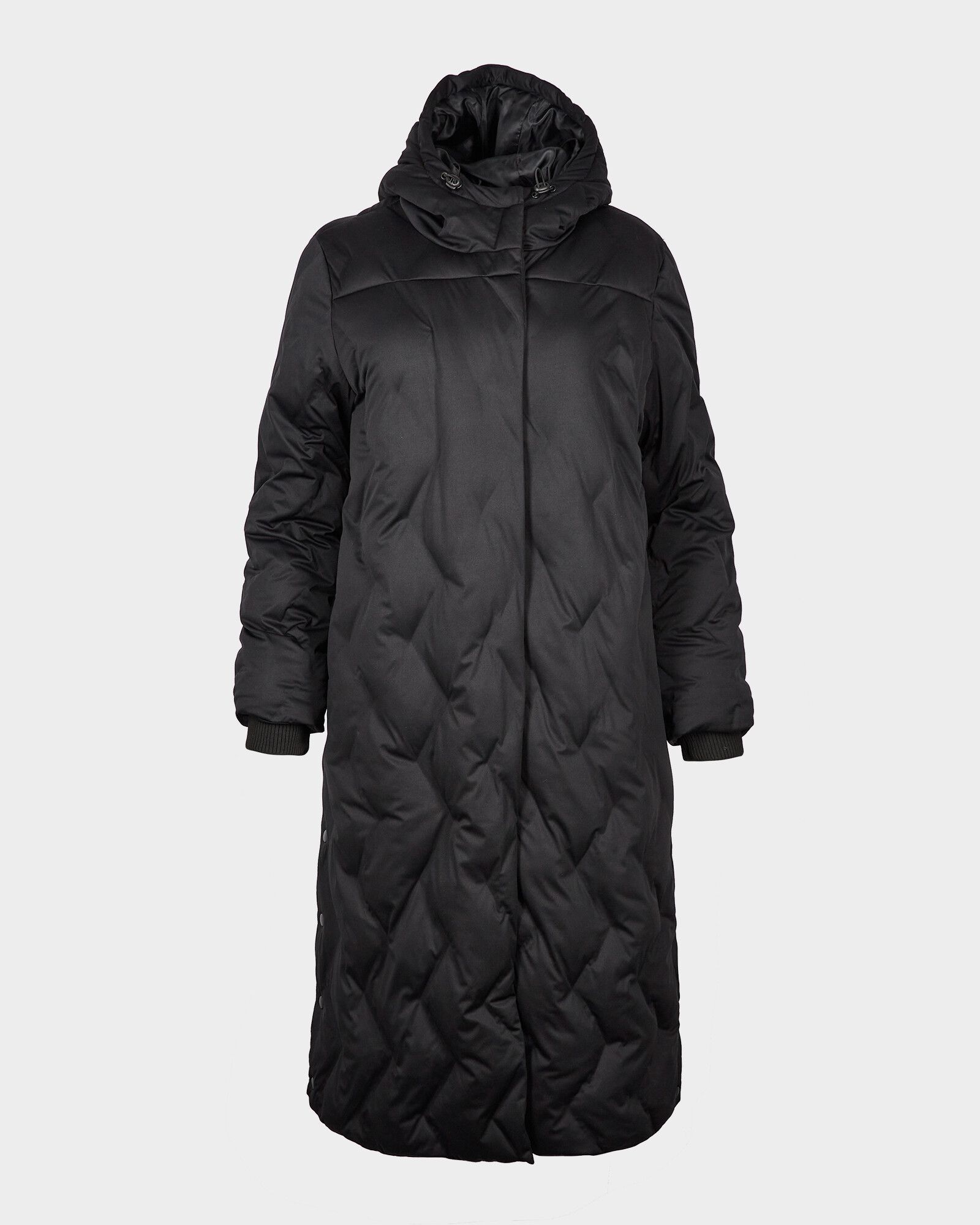 Longline Hooded Black Puffer Coat | Oliver Bonas