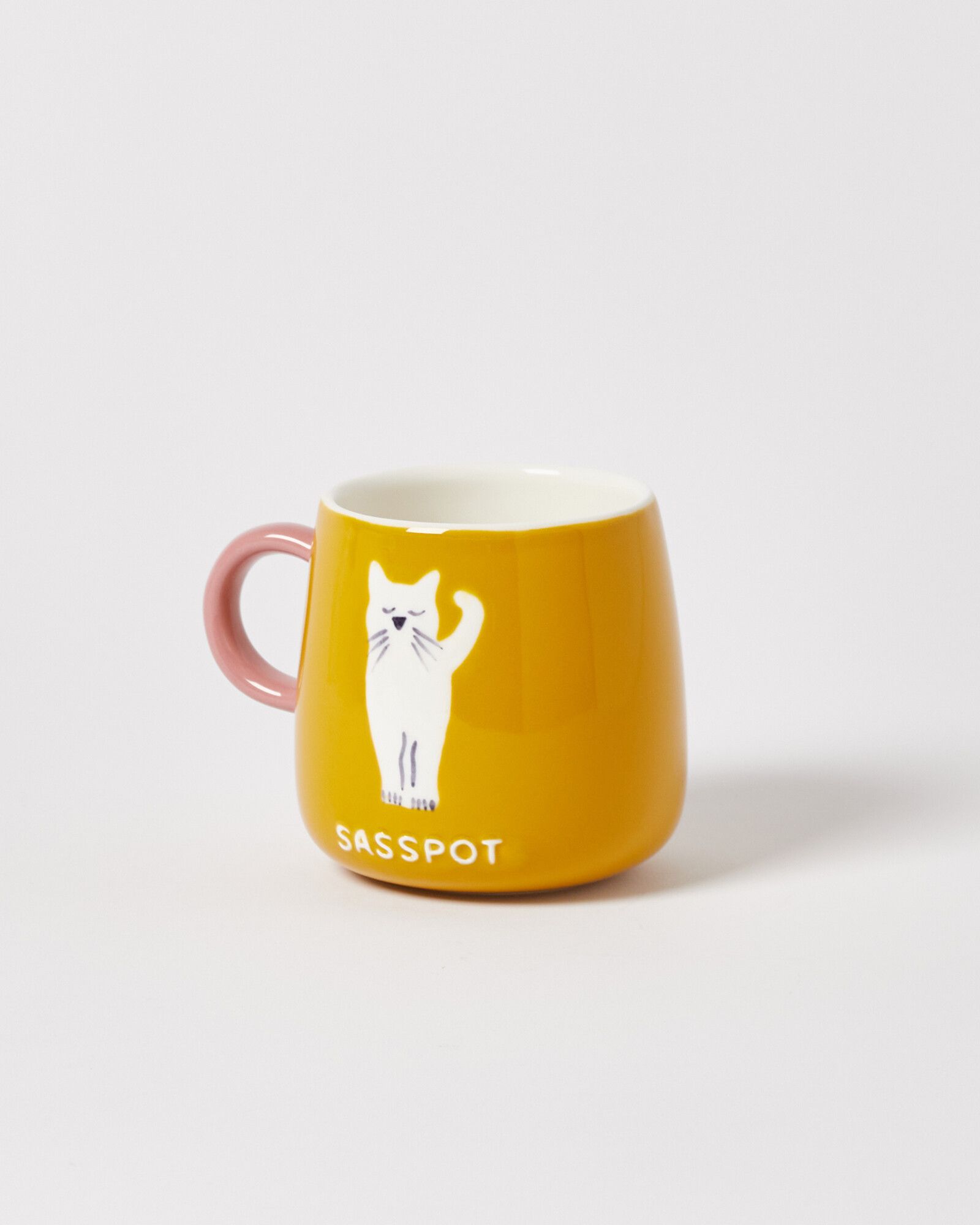 Sasspot Cat Yellow Ceramic Mug | Oliver Bonas