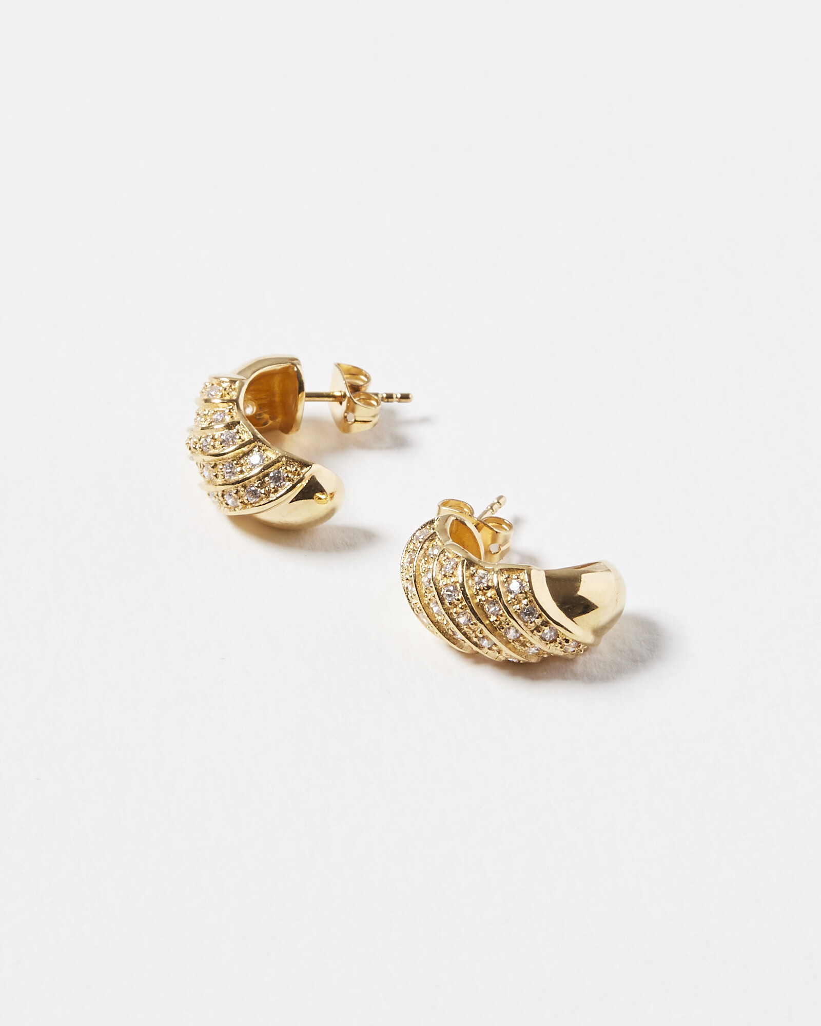 Caro Chunky Twist & Gem Inlay Gold Plated Hoop Earrings Oliver Bonas