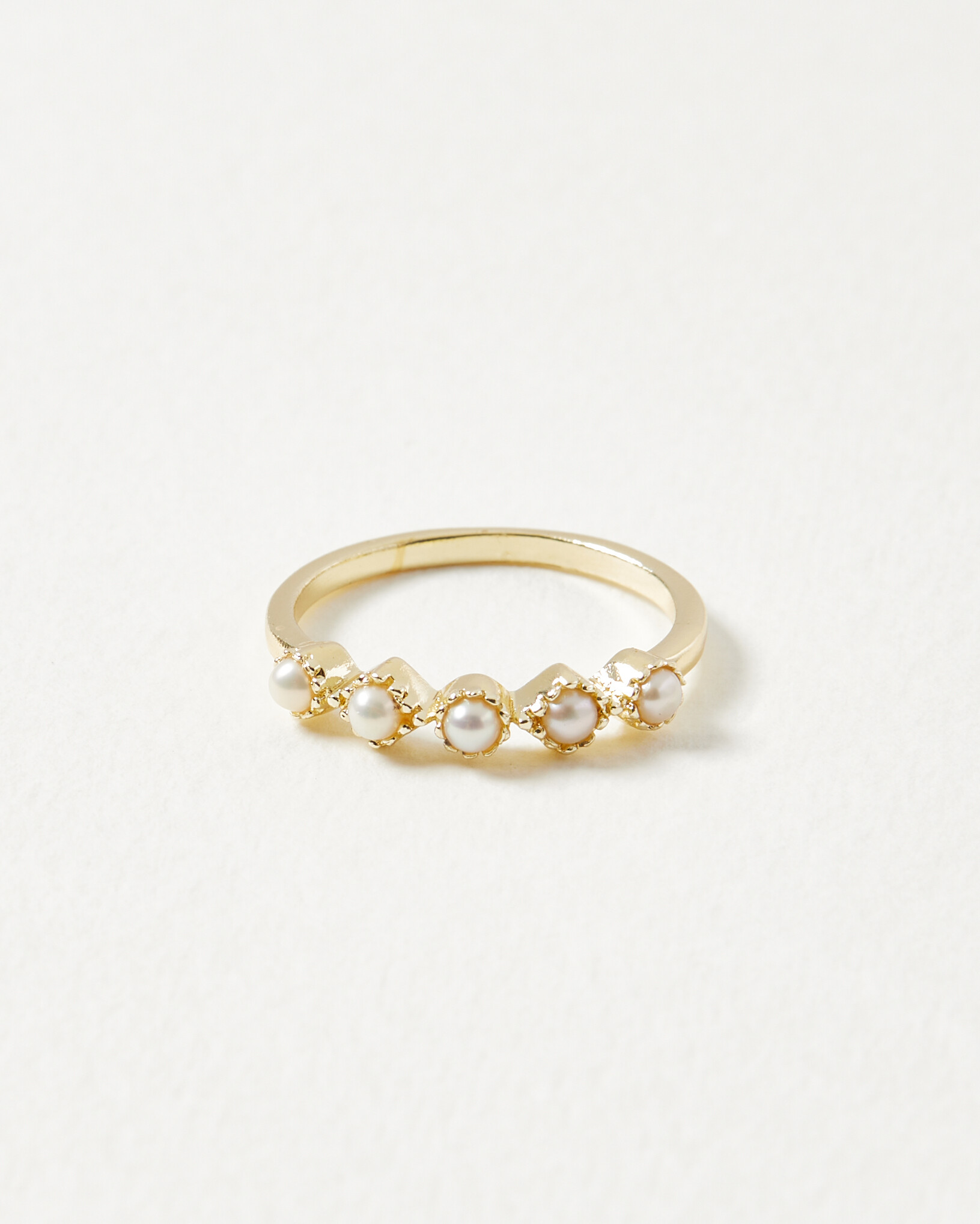 Lottie Pearl Inlay & Gold Plated Statement Ring Oliver Bonas