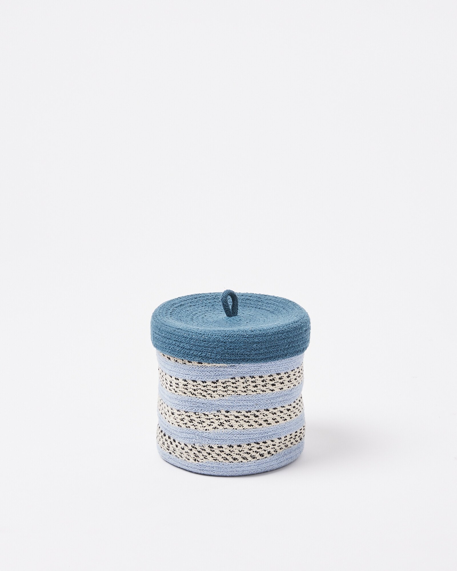Blue Braided Lidded Storage Basket Small Oliver Bonas