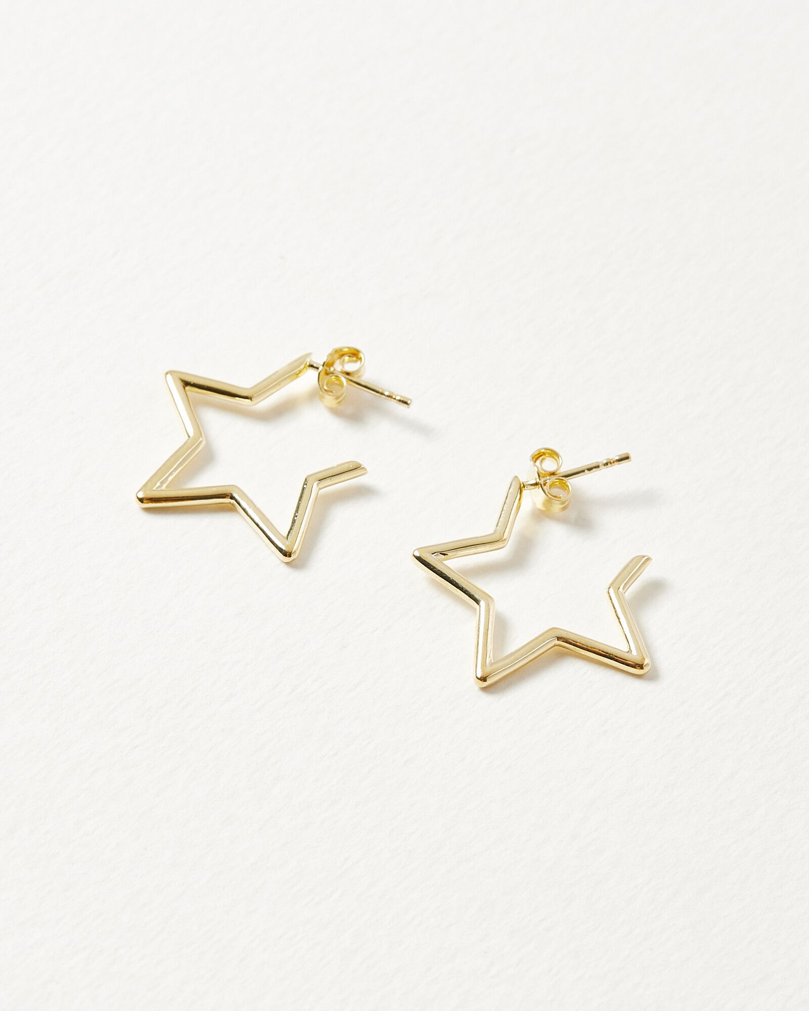 Star Outline Gold Plated Hoop Earrings Medium | Oliver Bonas