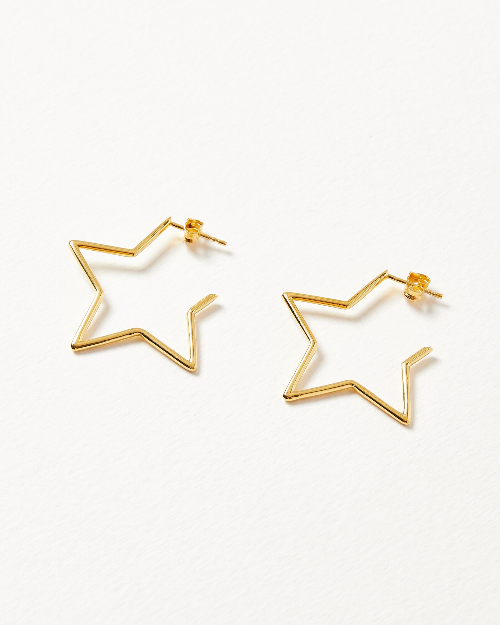 Star Outline Gold Plated Hoop Earrings Large | Oliver Bonas