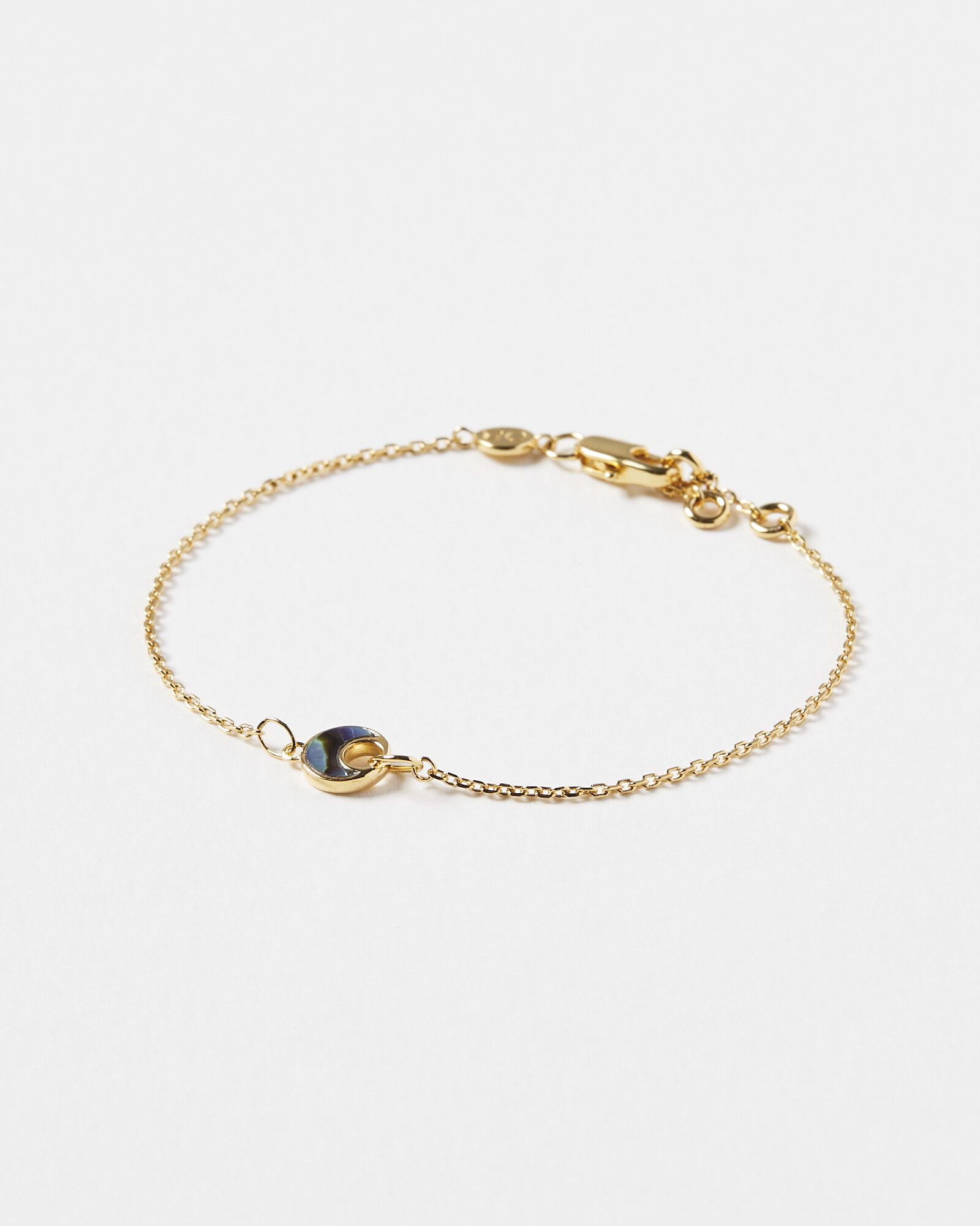 Lottie Curved Paua Shell Inlay Disc Gold Plated Chain Bracelet | Oliver ...