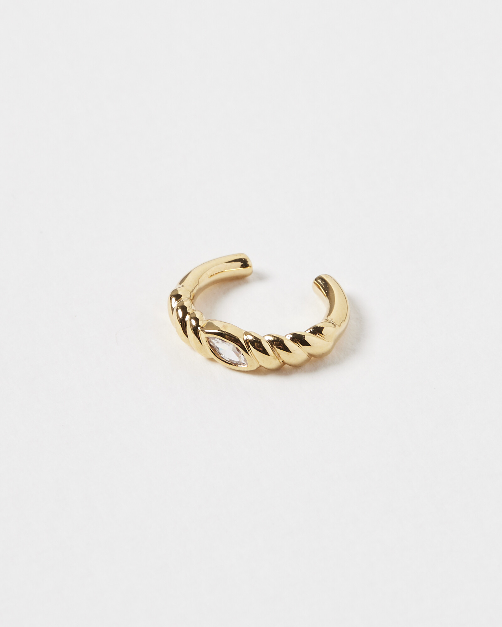 Moksha Twist & Gem Detail Gold Plated Ear Cuff Oliver Bonas