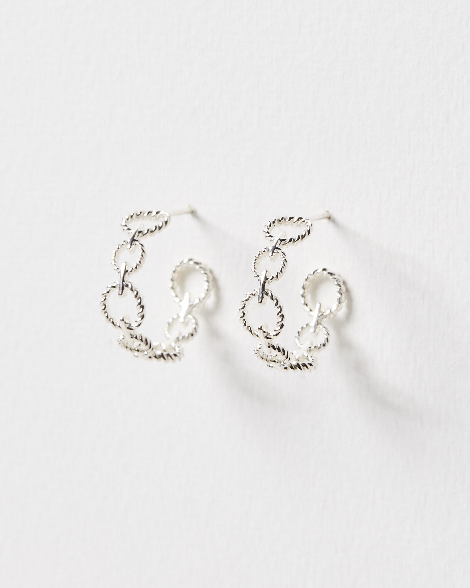 Isandro Loop Twist Link Silver Hoop Earrings Oliver Bonas