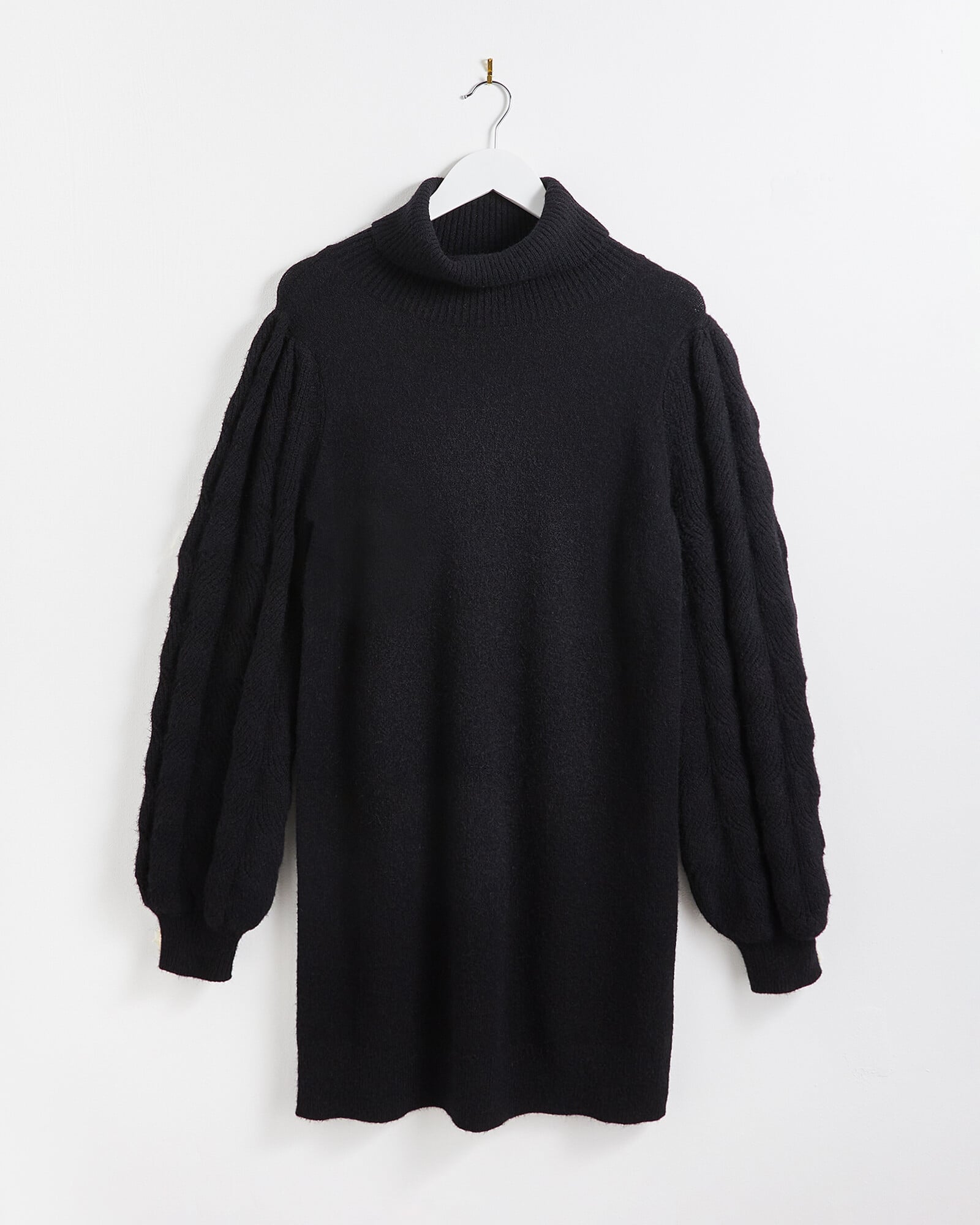 Roll Neck \u0026 Stitch Detail Sleeve Black 