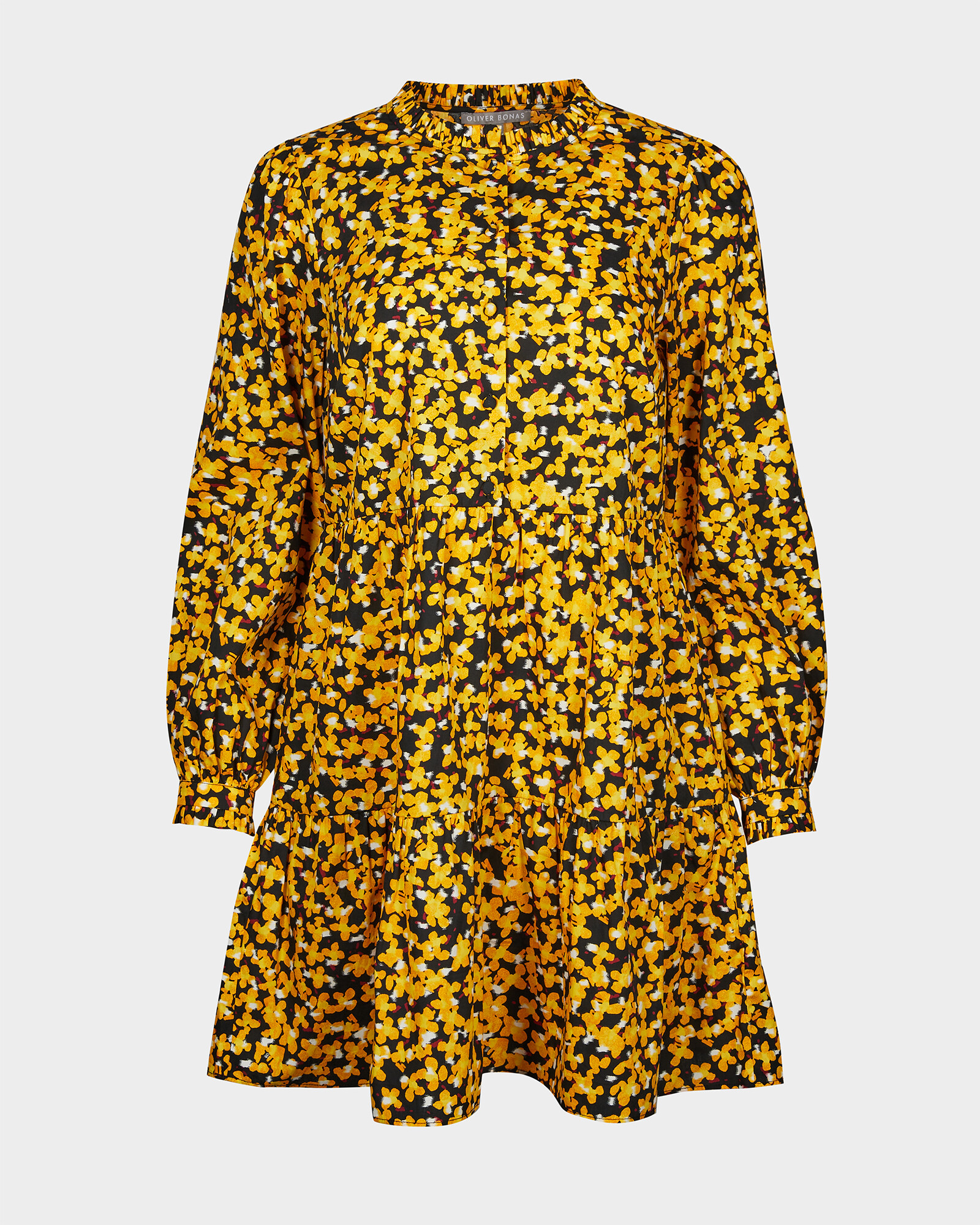 Yellow Jdy Ditsy Printed Smock Dress JDY V Neck Mini Dress In