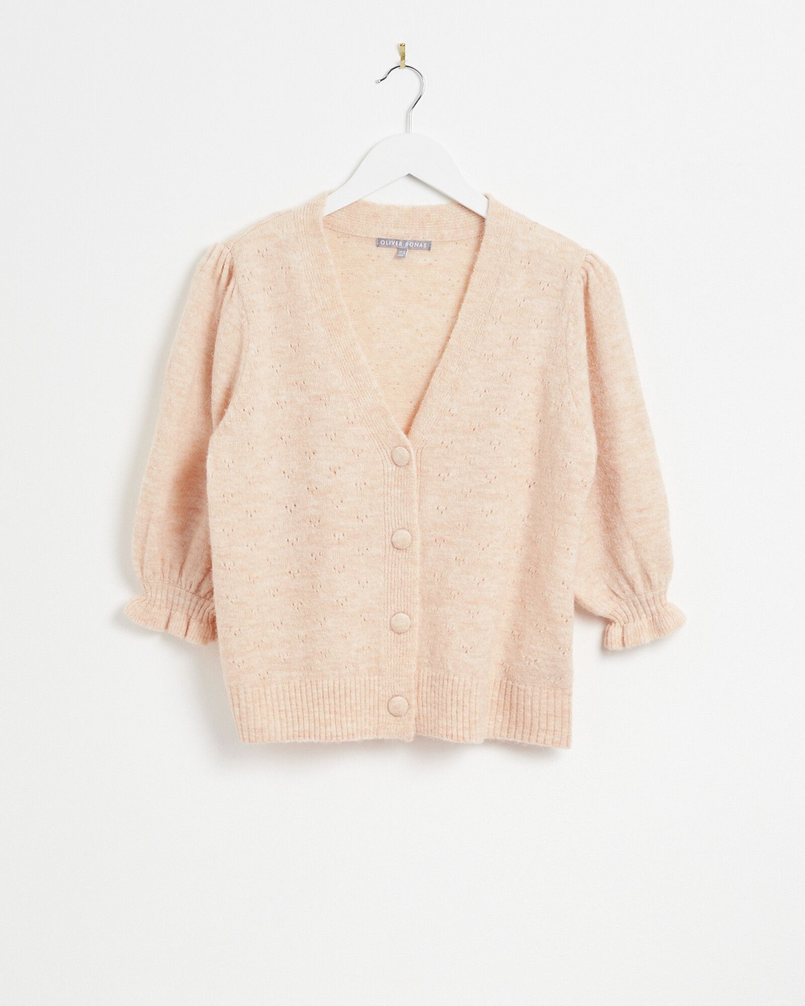 Cute Button Through Peach Knitted Top | Oliver Bonas