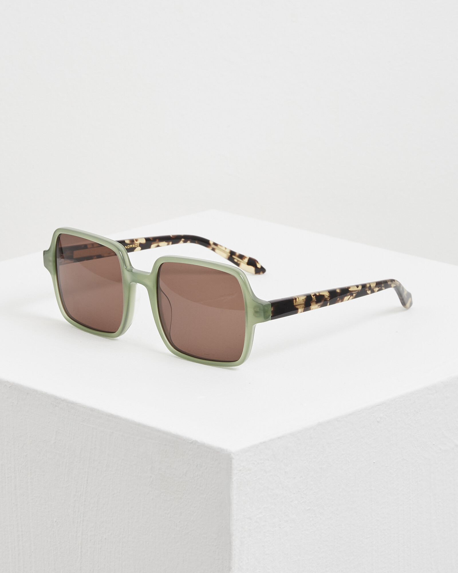 Rectangle Green & Brown Faux Tortoiseshell Acetate Sunglasses Oliver Bonas
