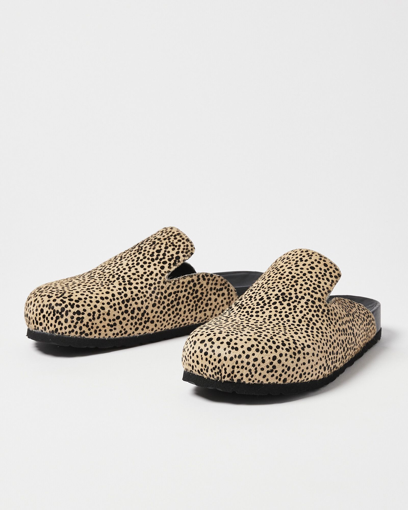 Cheetah Spot Leather Mule Sandals | Oliver Bonas